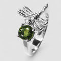 Dragonfly Green Tourmaline 925 Sterling Silver Ring