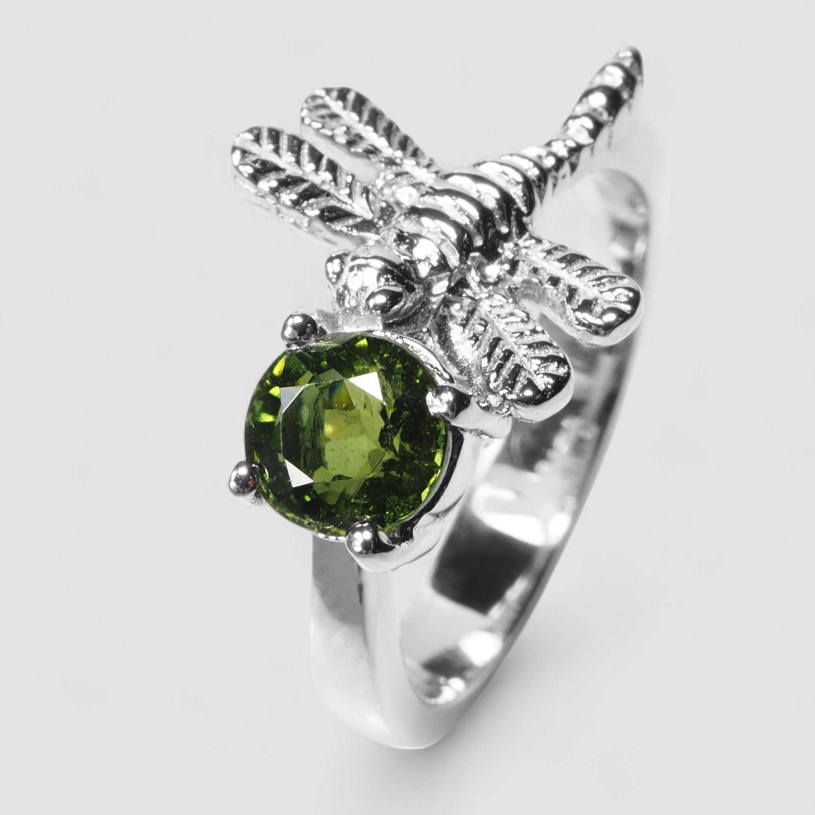 Dragonfly Green Tourmaline 925 Sterling Silver Ring