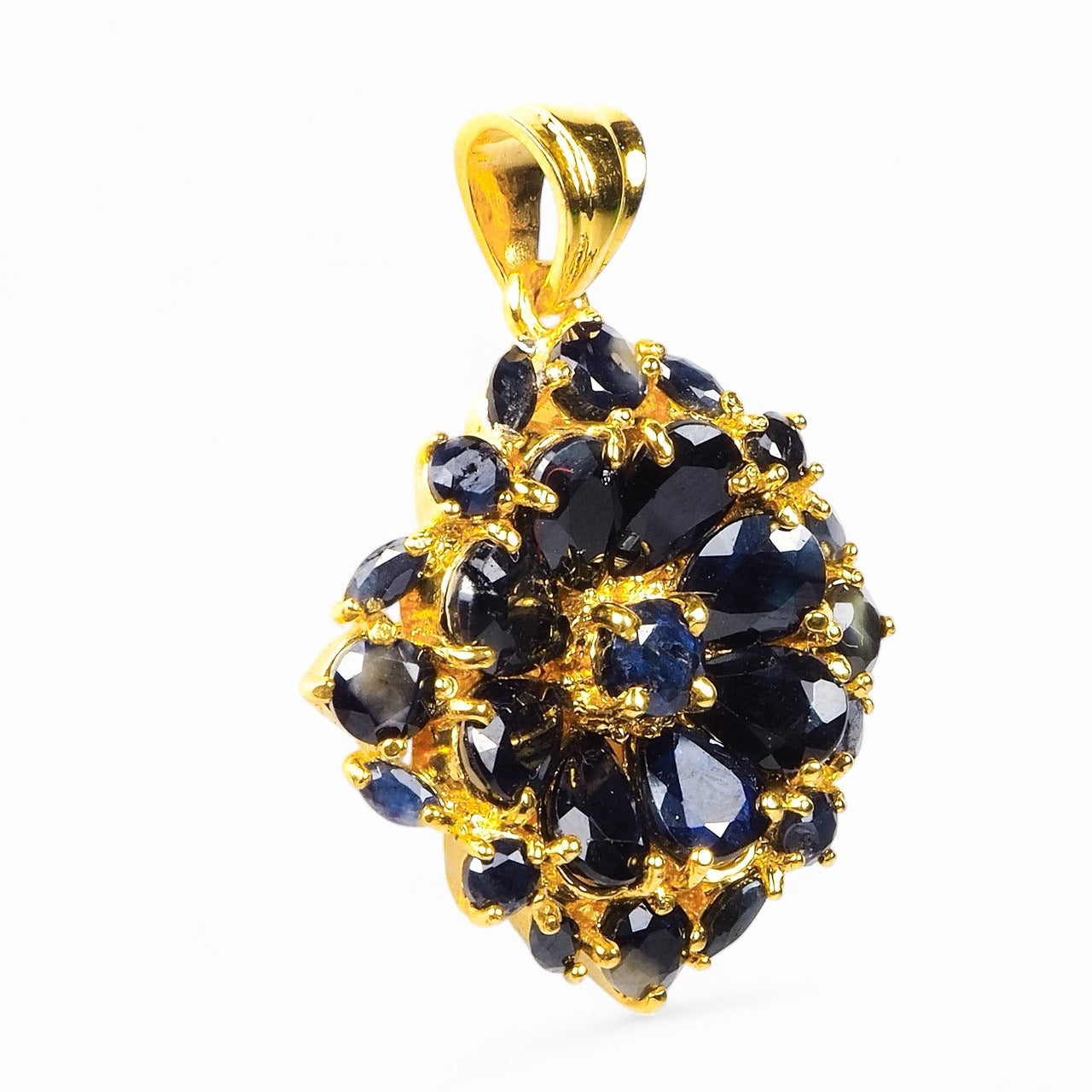 Blue Sapphire 925 Sterling Silver 24k Gold Pendants, Trendy Everyday Pendants