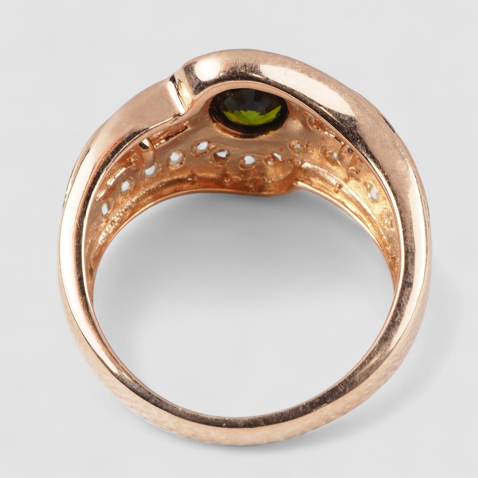 Deep Teal Green Tourmaline Rose Gold Ring