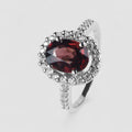 Oval Cut Deep Red Zircon Ring