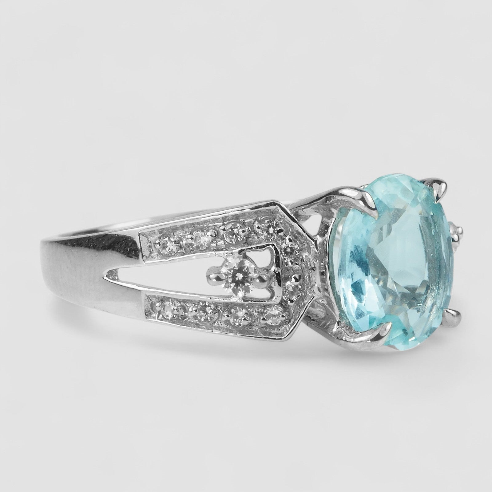 Blue Aquamarine 925 Sterling Silver Ring