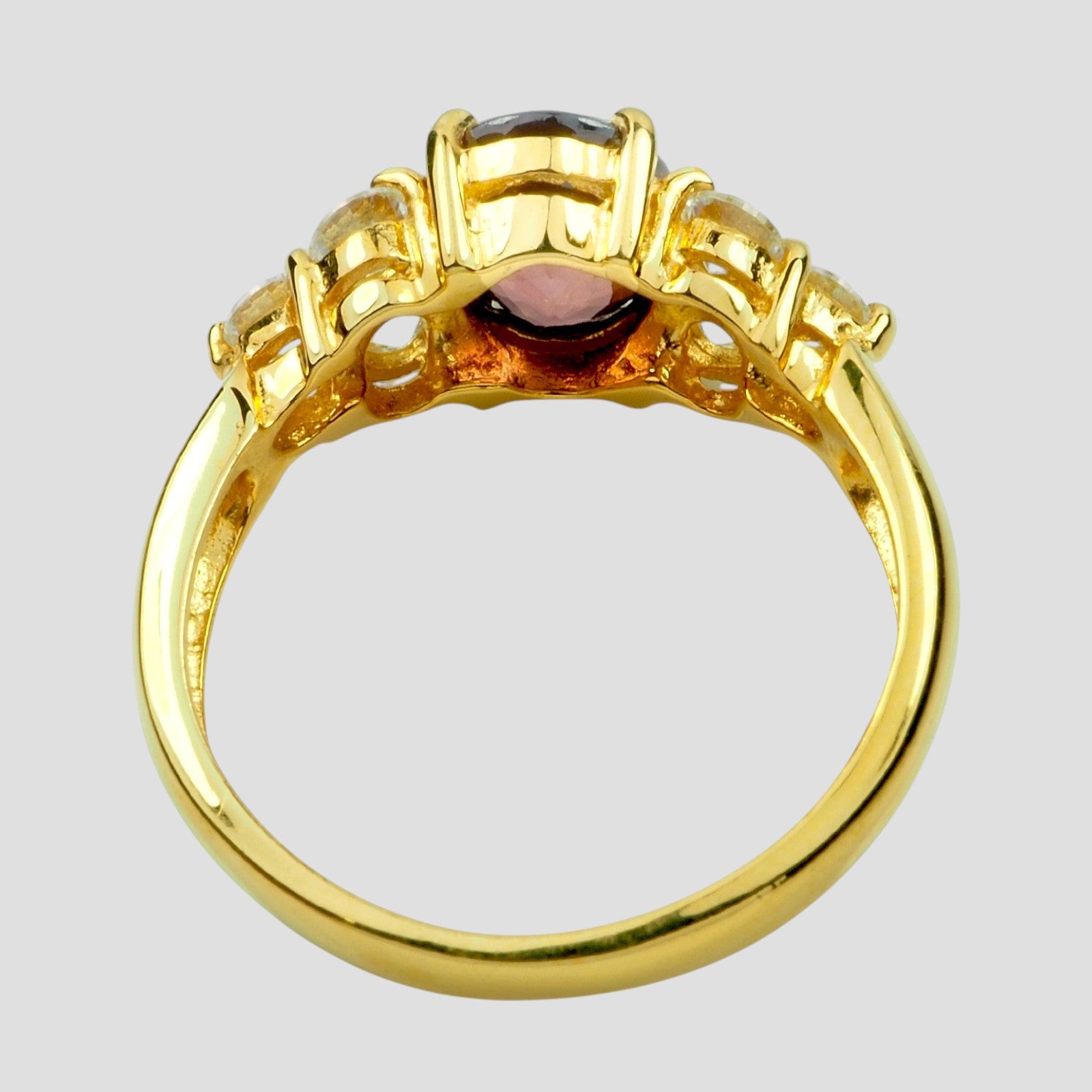 925 Silver Red Zircon Ring