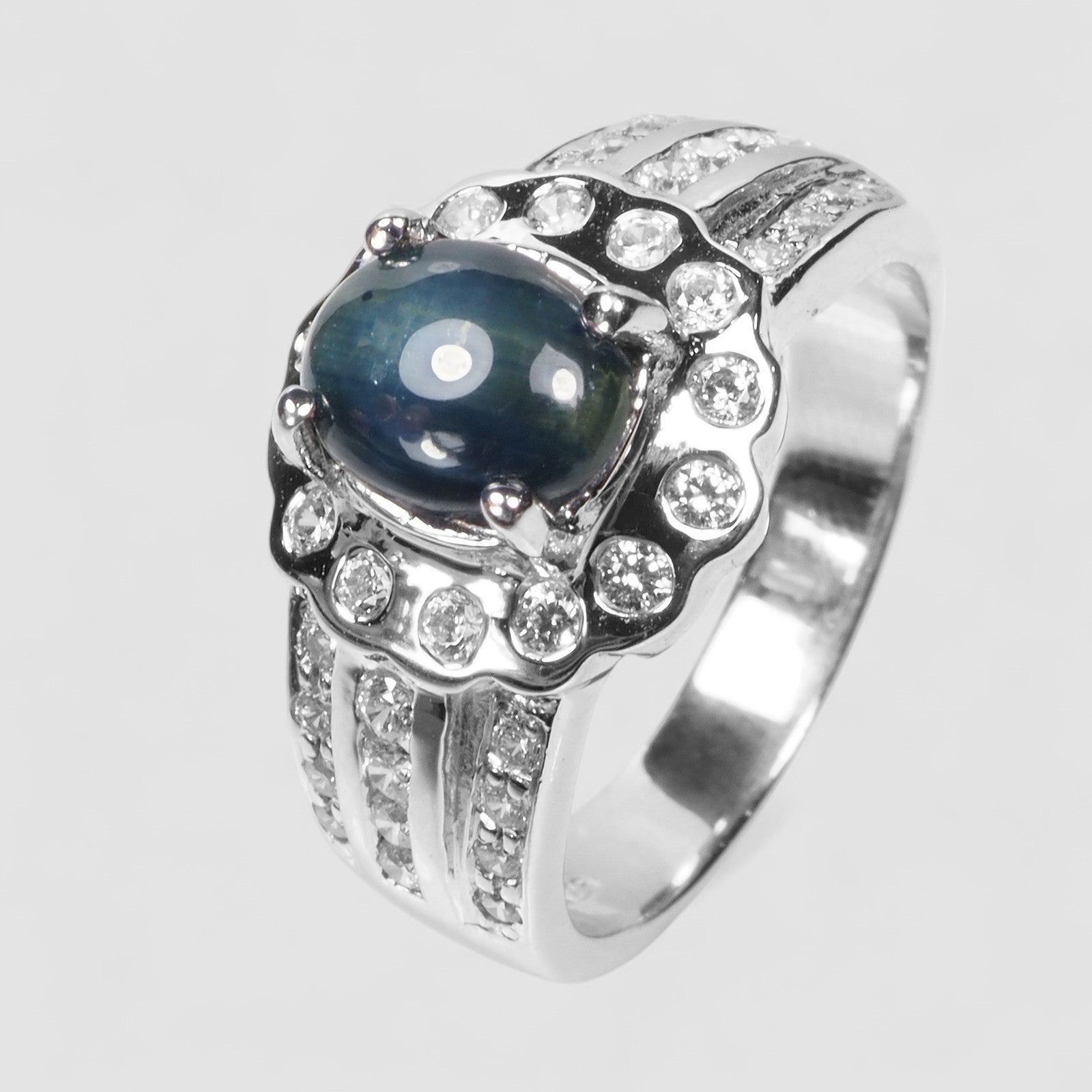 6-RAY BLUE STAR SAPPHIRE 925 STERLING SILVER RINGS