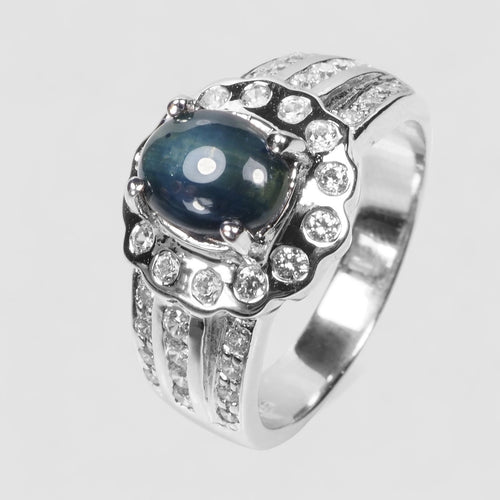 6-RAY BLUE STAR SAPPHIRE 925 STERLING SILVER RINGS