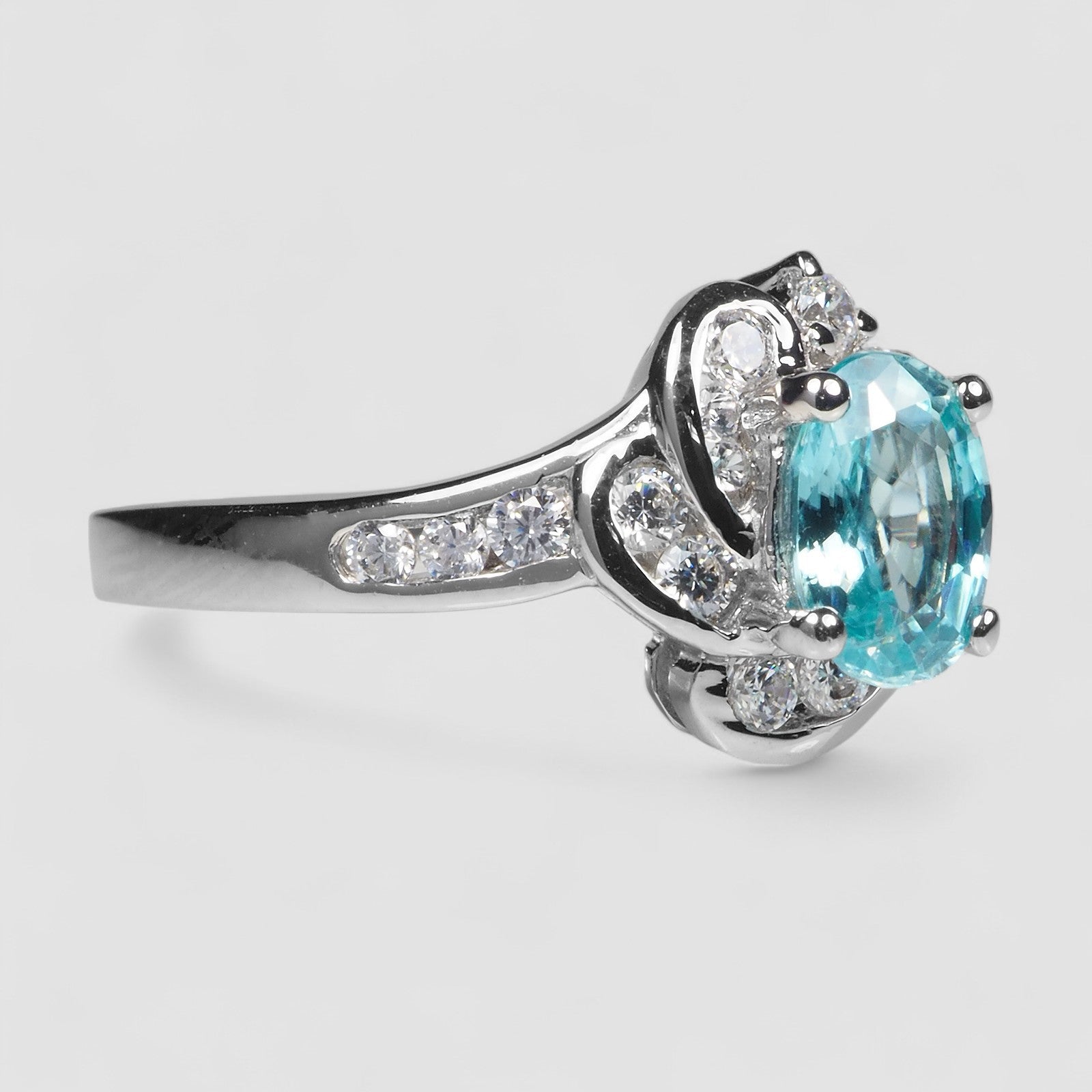 Blue Zircon 925 Sterling Silver Ring