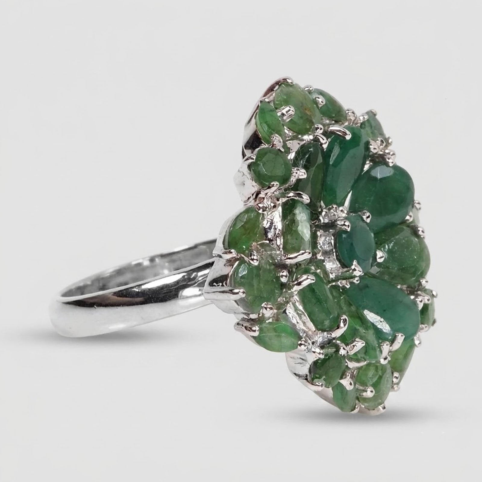 Green Emerald 925 Sterling Silver Rings, Affordable Natural Gemstone, Everyday Ring