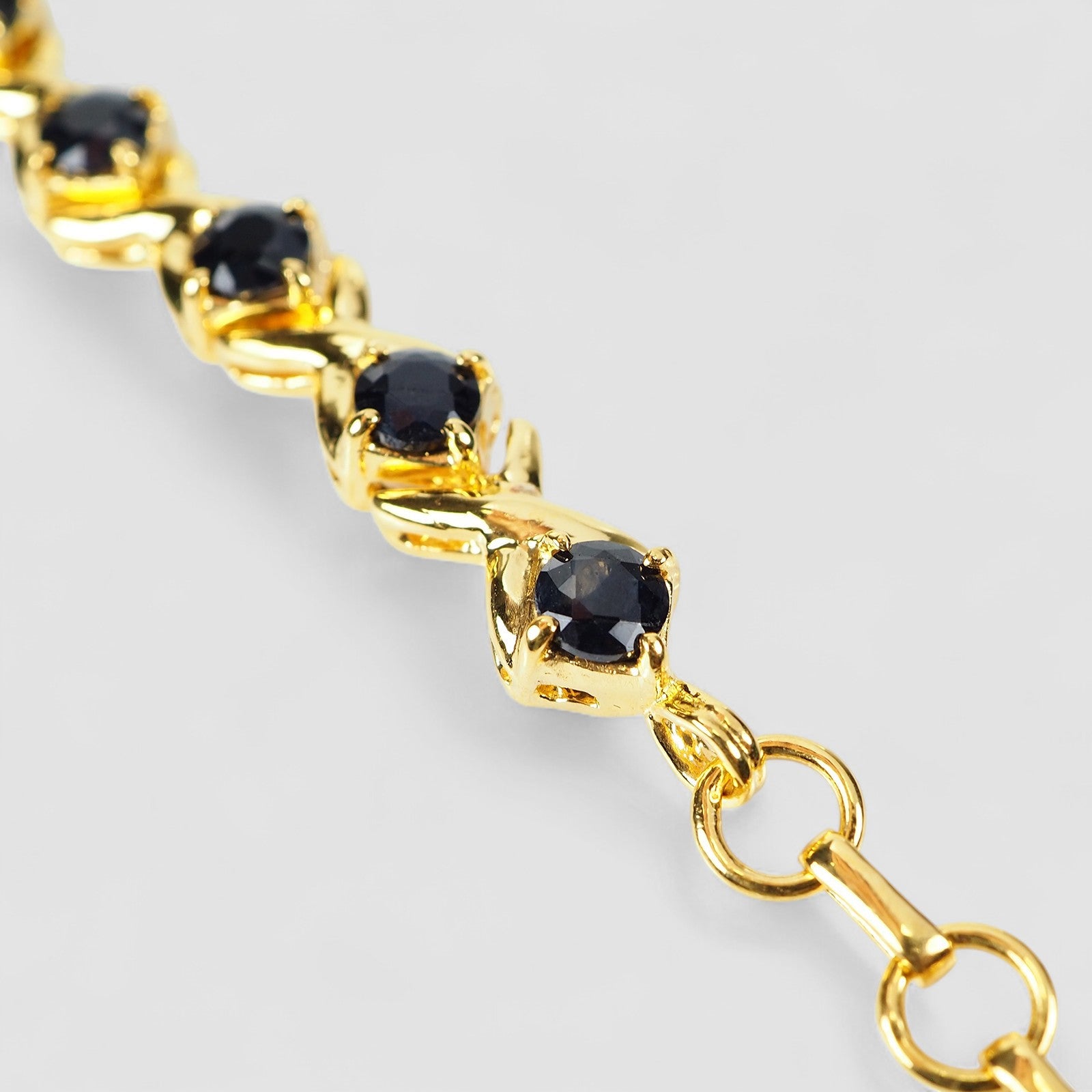 Blue Sapphire 925 Sterling Silver 24K Gold Bracelets, Natural Gemstone