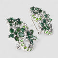 Green Emerald 925 Sterling Silver White Gold Earrings, Trendy Everyday Earrings