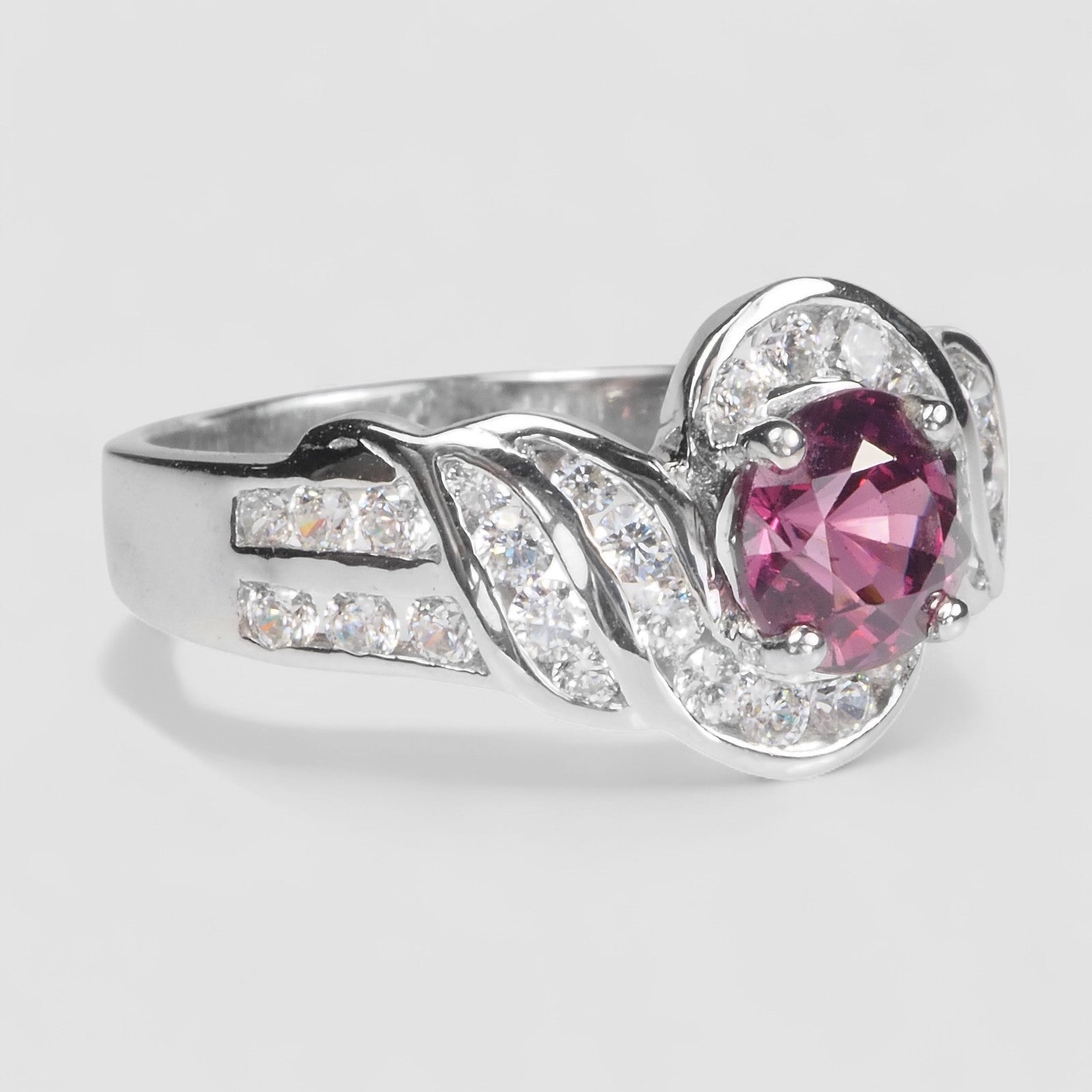 Wine Pink Rhodolite Garnet 925 Sterling Silver Ring
