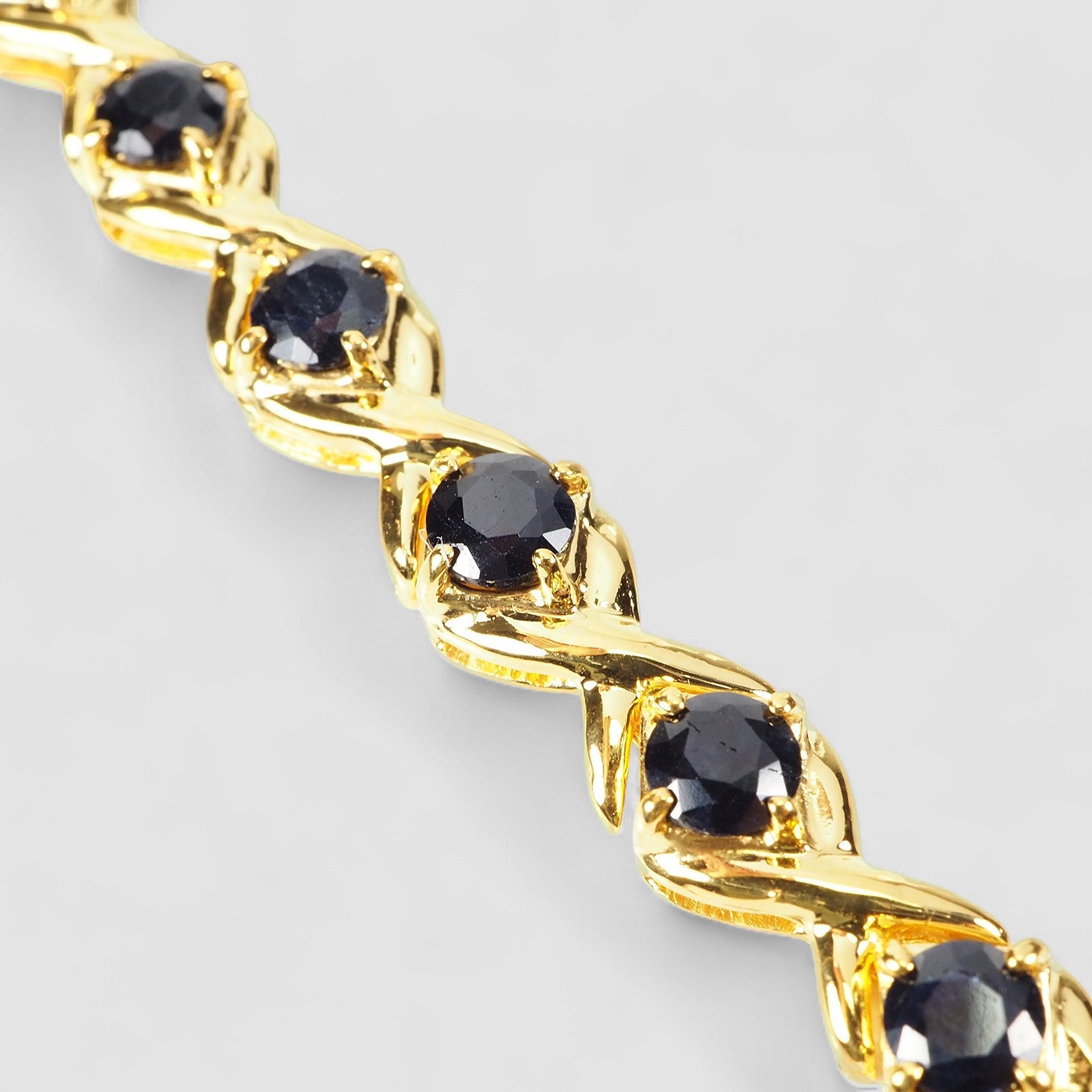 Blue Sapphire 925 Sterling Silver 24K Gold Bracelets, Natural Gemstone