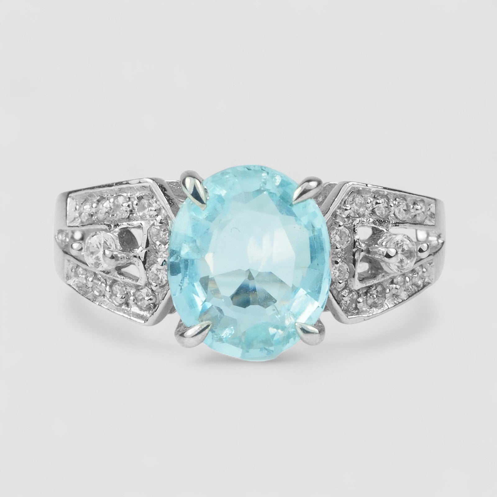 Blue Aquamarine 925 Sterling Silver Ring