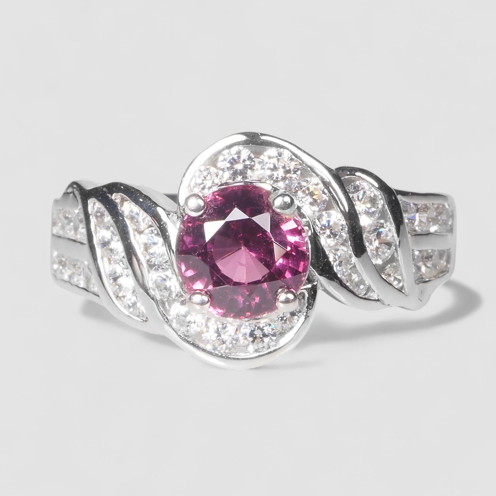 Wine Pink Rhodolite Garnet 925 Sterling Silver Ring