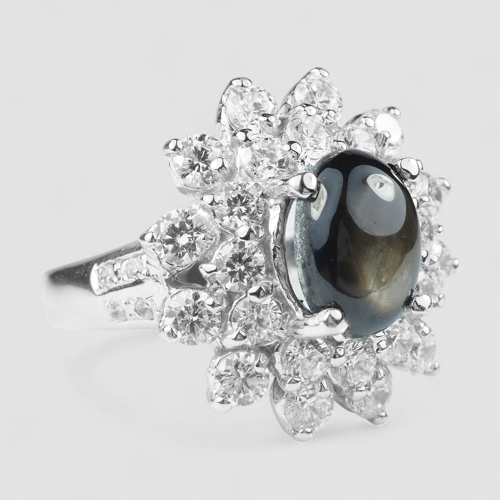 BLACK STAR SAPPHIRE 925 STERLING SILVER RING
