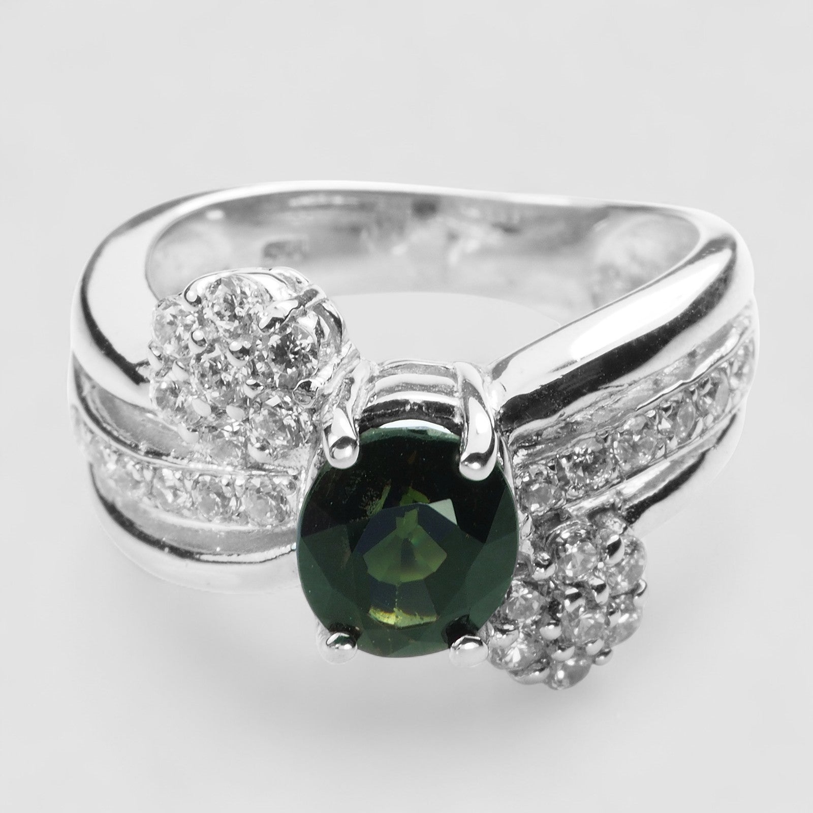Handmade Forest Green Tourmaline Oval 925 Sterling Silver Ring