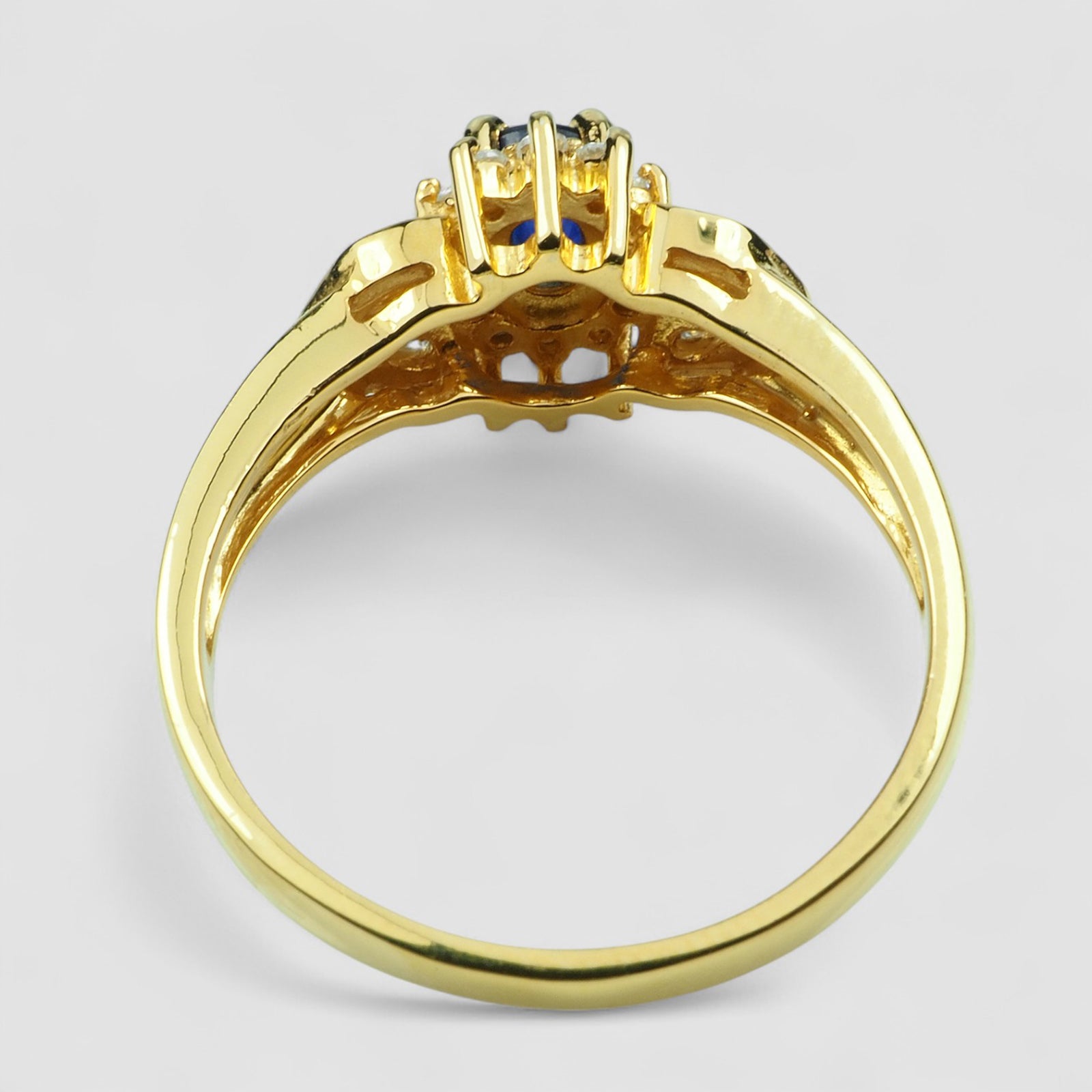 Blue Sapphire 24K Gold Ring, Natural Gemstone, Free Resizing