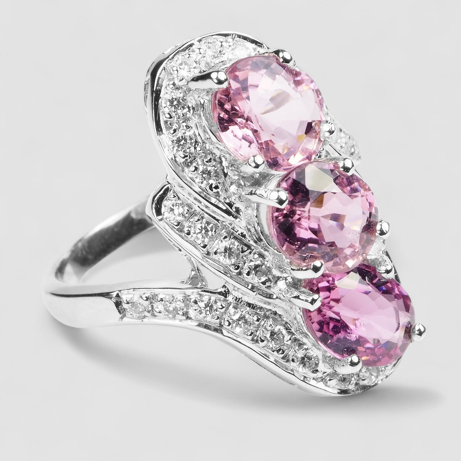 Bunny Pink Tourmaline Ring Sterling Silver 925, Natural Gemstone, Everyday