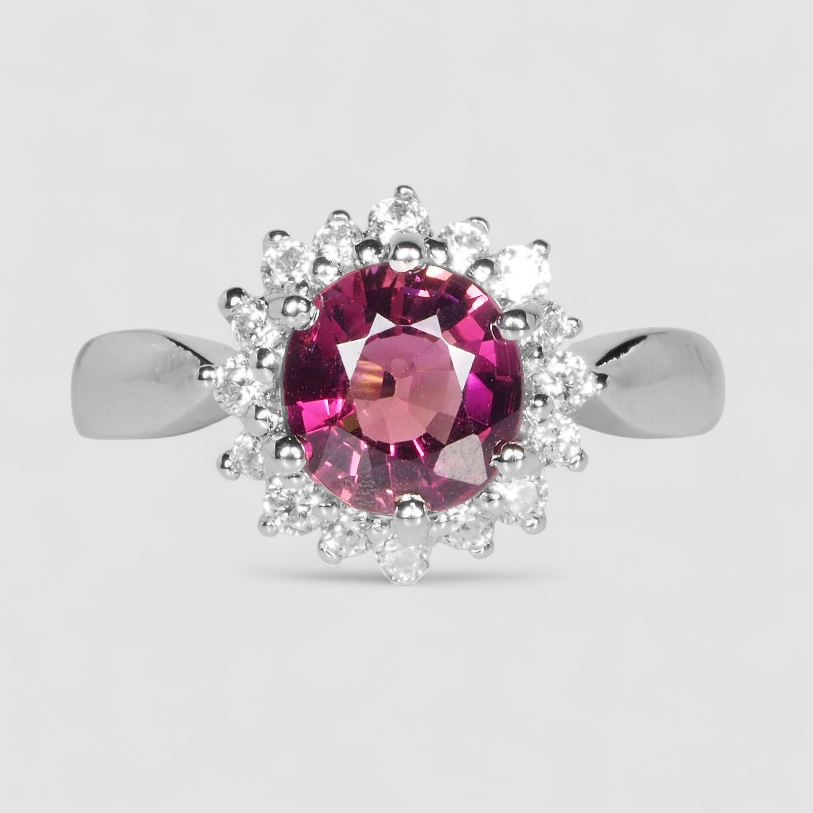 RARE PINK TOURMALINE 925 STERLING SILVER WHITE GOLD PLATED