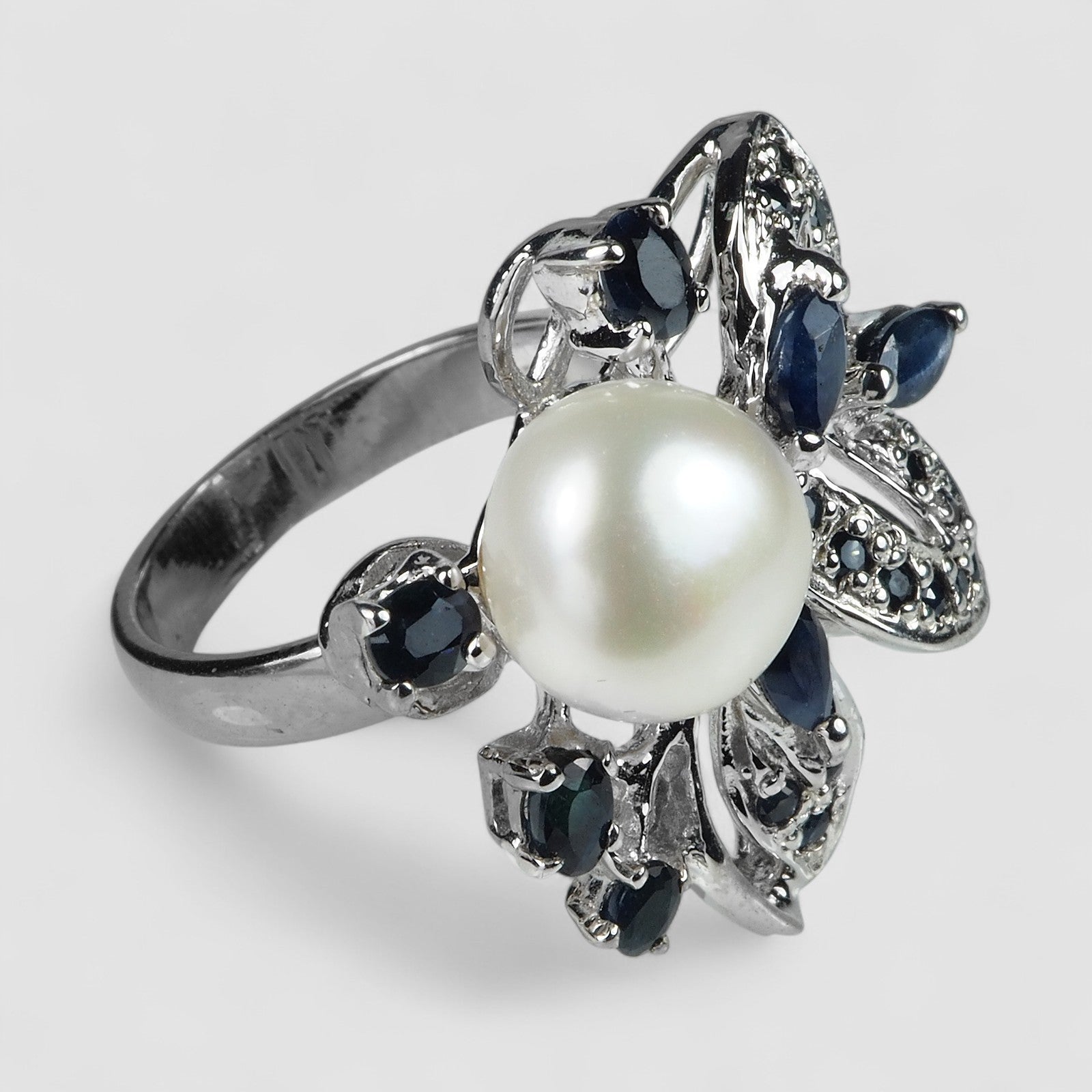 Pearl 925 Sterling Silver White Gold Rings, 925 Genuine Gemstone, Everyday Ring