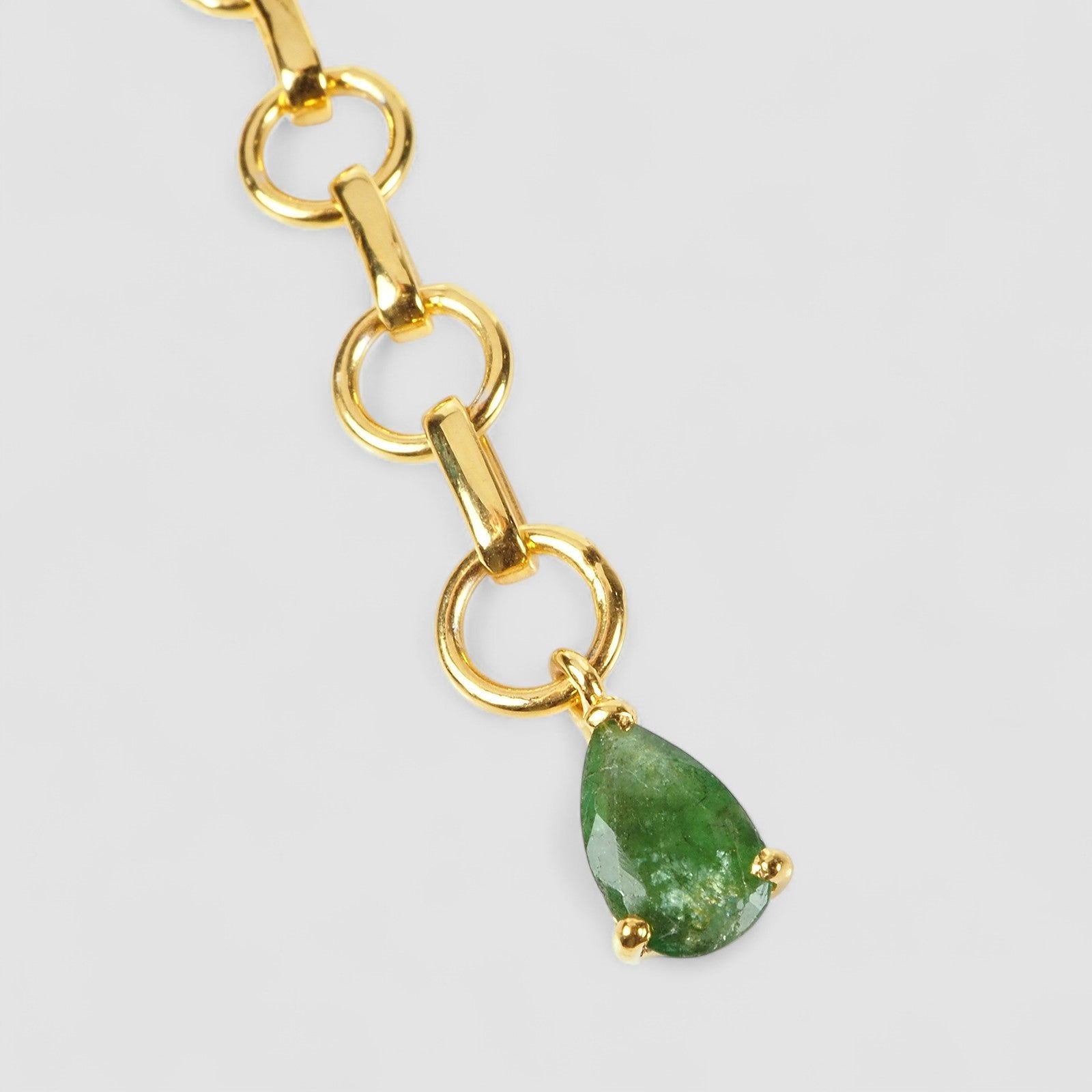 Green Emerald 925 Sterling Silver 24K Gold Bracelet, Natural Gemstone
