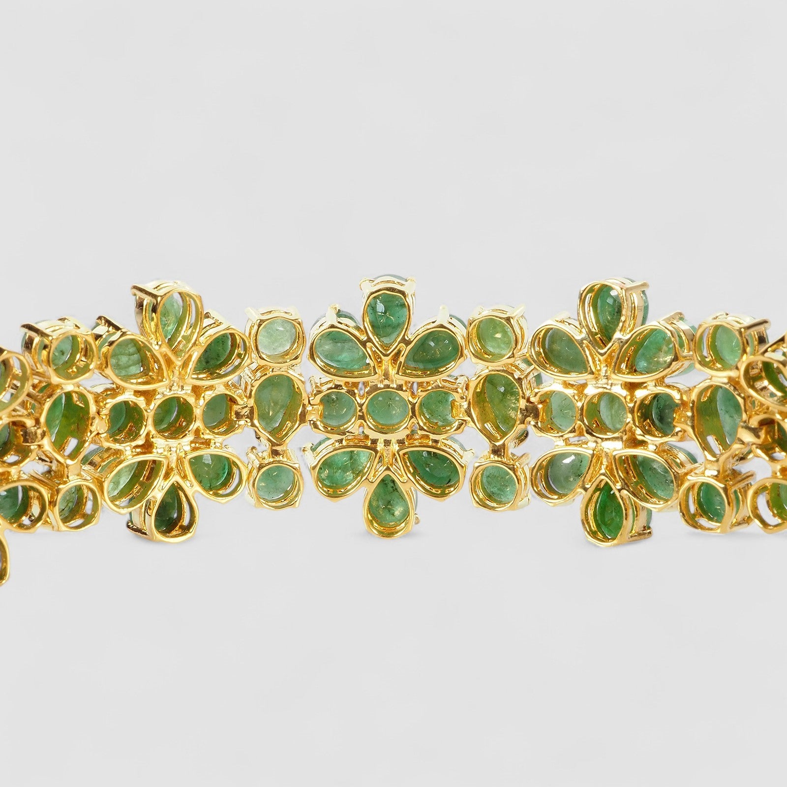 Green Emerald 925 Sterling Silver 24K Gold Bracelet, Natural Gemstone