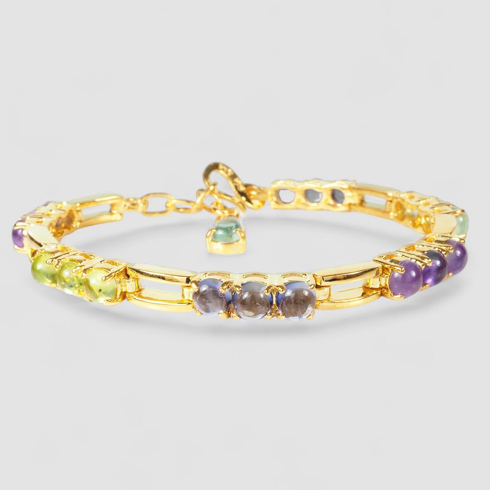 Multi Color Gemstone 925 Sterling 24K Gold Bracelets, Affordable Natural Gemstone, Everyday Bracelets
