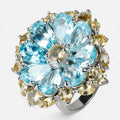 Blue Aquamarine 925 Sterling Silver White Gold Rings, Trendy Everyday Ring