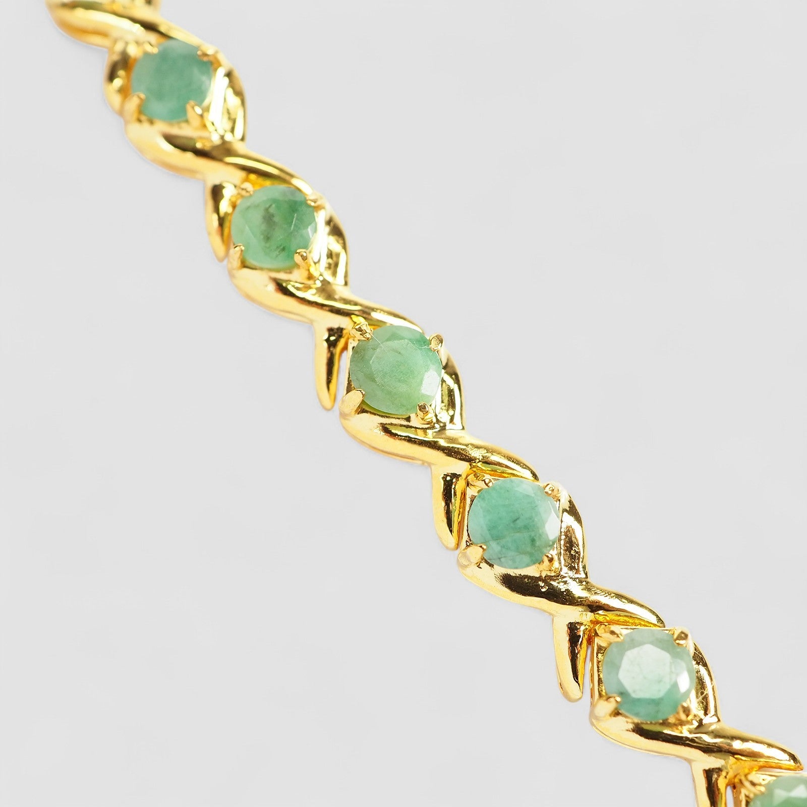 Green Emerald 925 Sterling Silver 24K Gold Bracelet, Minimalist Everyday Bracelet