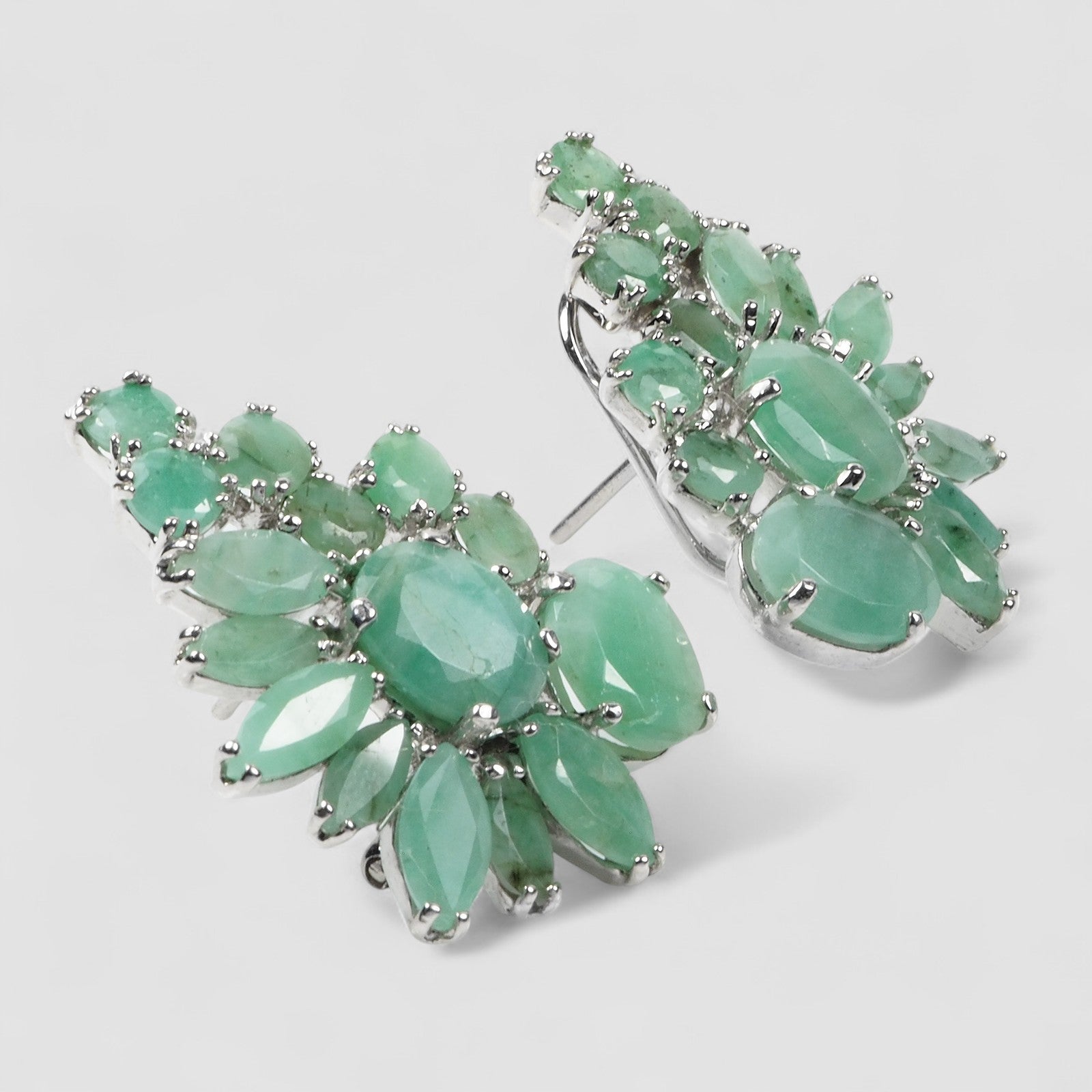 Green Emerald 925 Sterling Silver Earrings, Natural Gemstone, Everyday