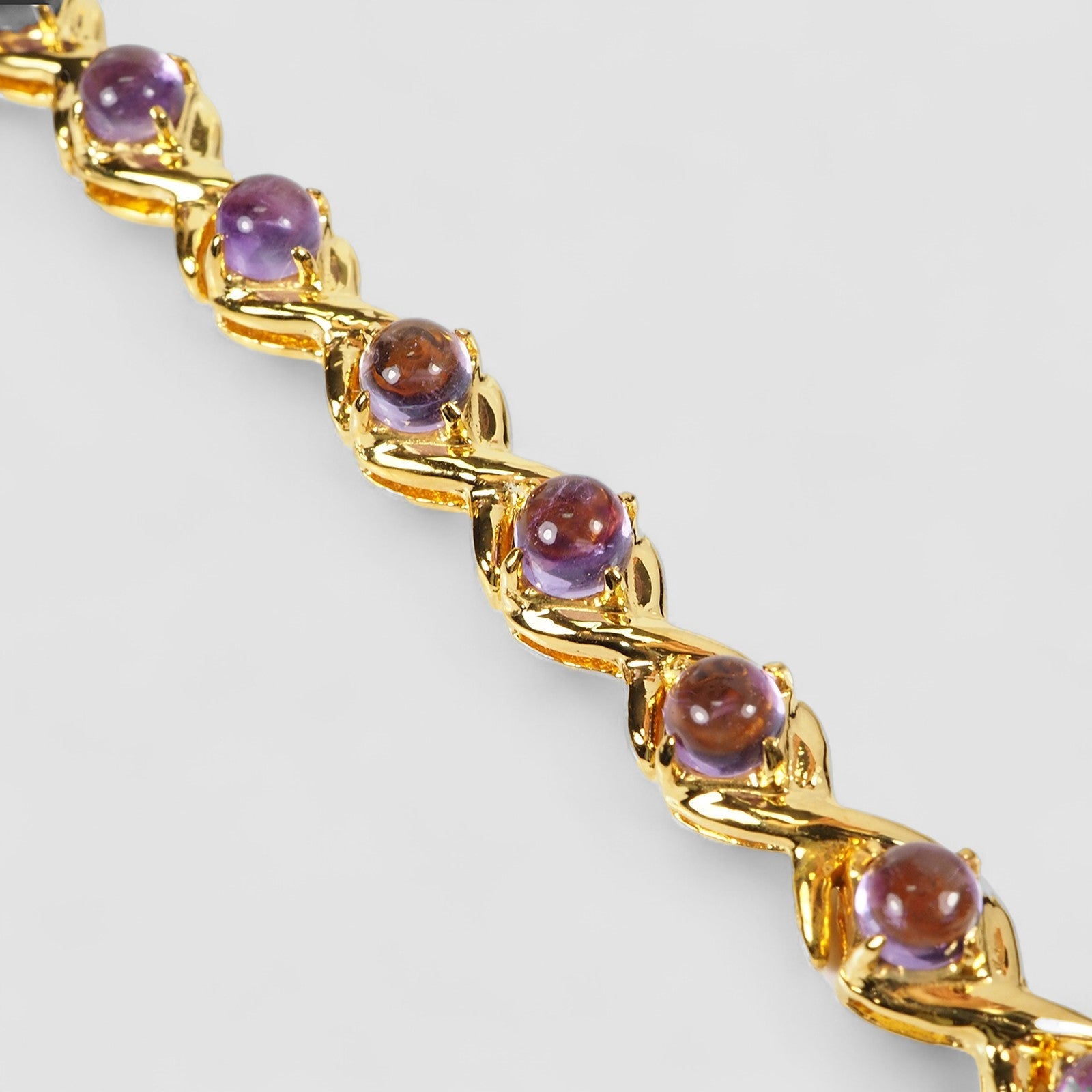 Purple Amethyst 925 Sterling Silver 24K Gold Bracelets, 925 Genuine Gemstone, Everyday Bracelets
