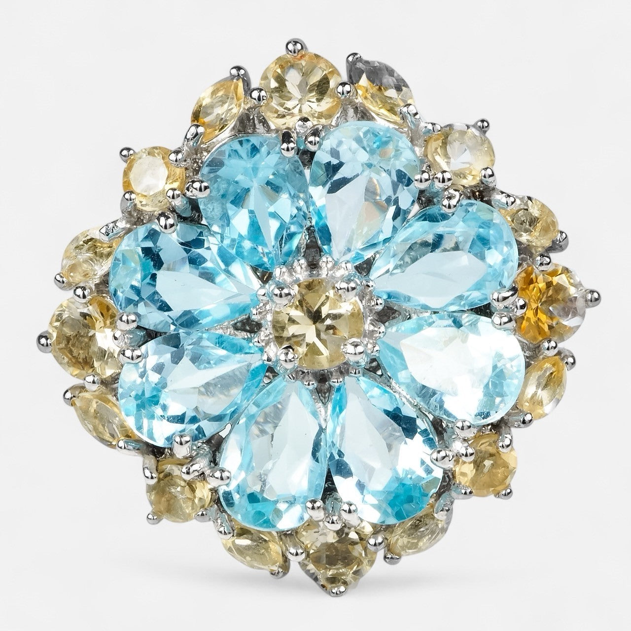 Blue Aquamarine 925 Sterling Silver White Gold Rings, Trendy Everyday Ring