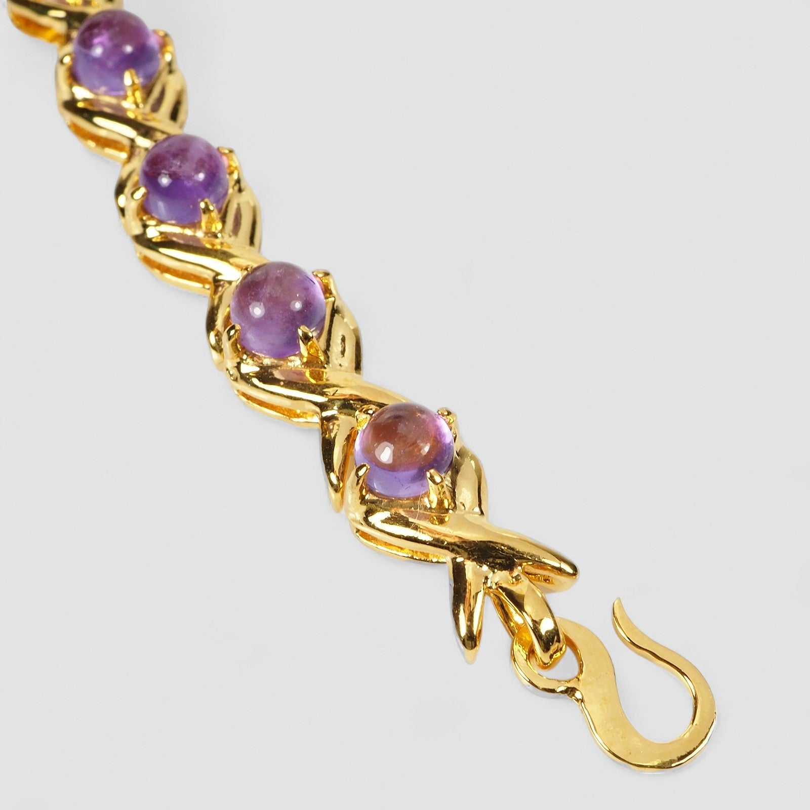 Purple Amethyst 925 Sterling Silver 24K Gold Bracelets, 925 Genuine Gemstone, Everyday Bracelets
