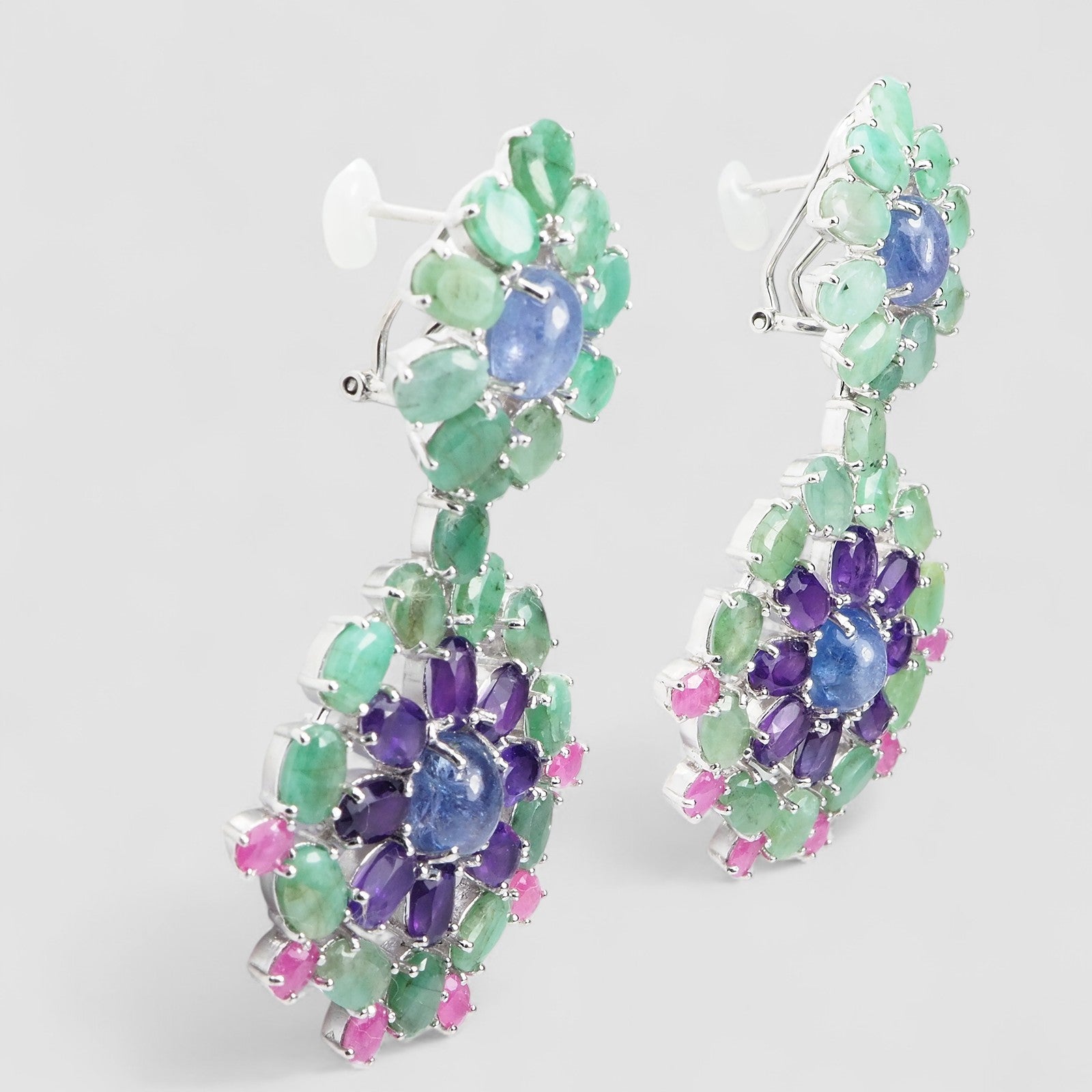 Tanzanite 925 Sterling Silver Earrings, Rhodium Plated, Tarnish Free