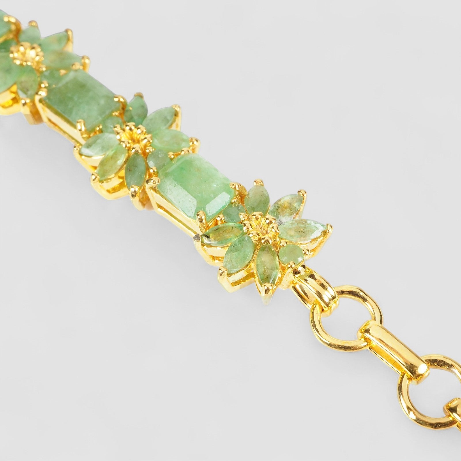 Green Emerald 925 Sterling Silver 24k Gold Bracelets, Natural Emerald, Dainty Everyday Bracelets