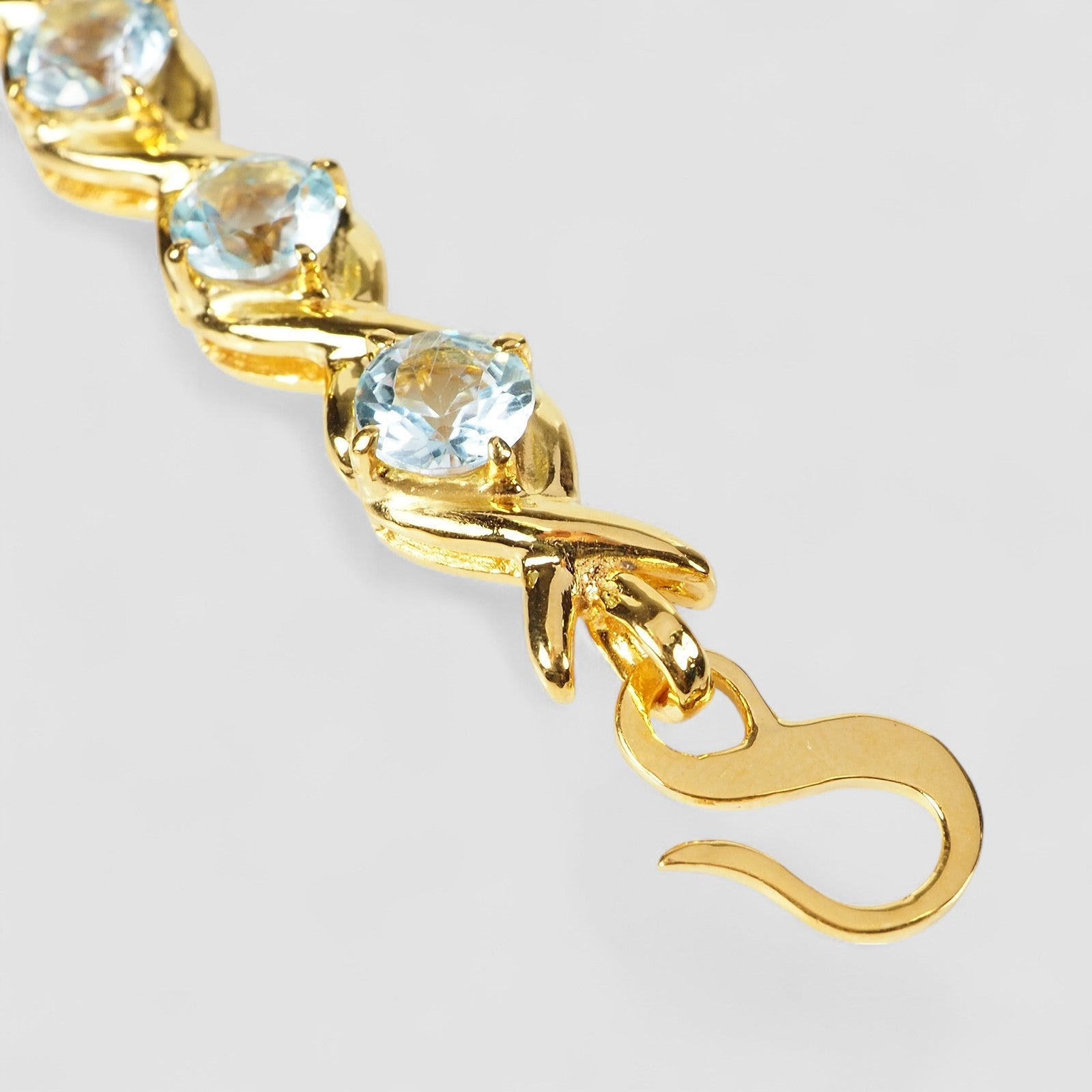 Blue Aquamarine 925 Sterling Silver 24K Gold Bracelets, Affordable Natural Gemstone, Everyday Bracelet
