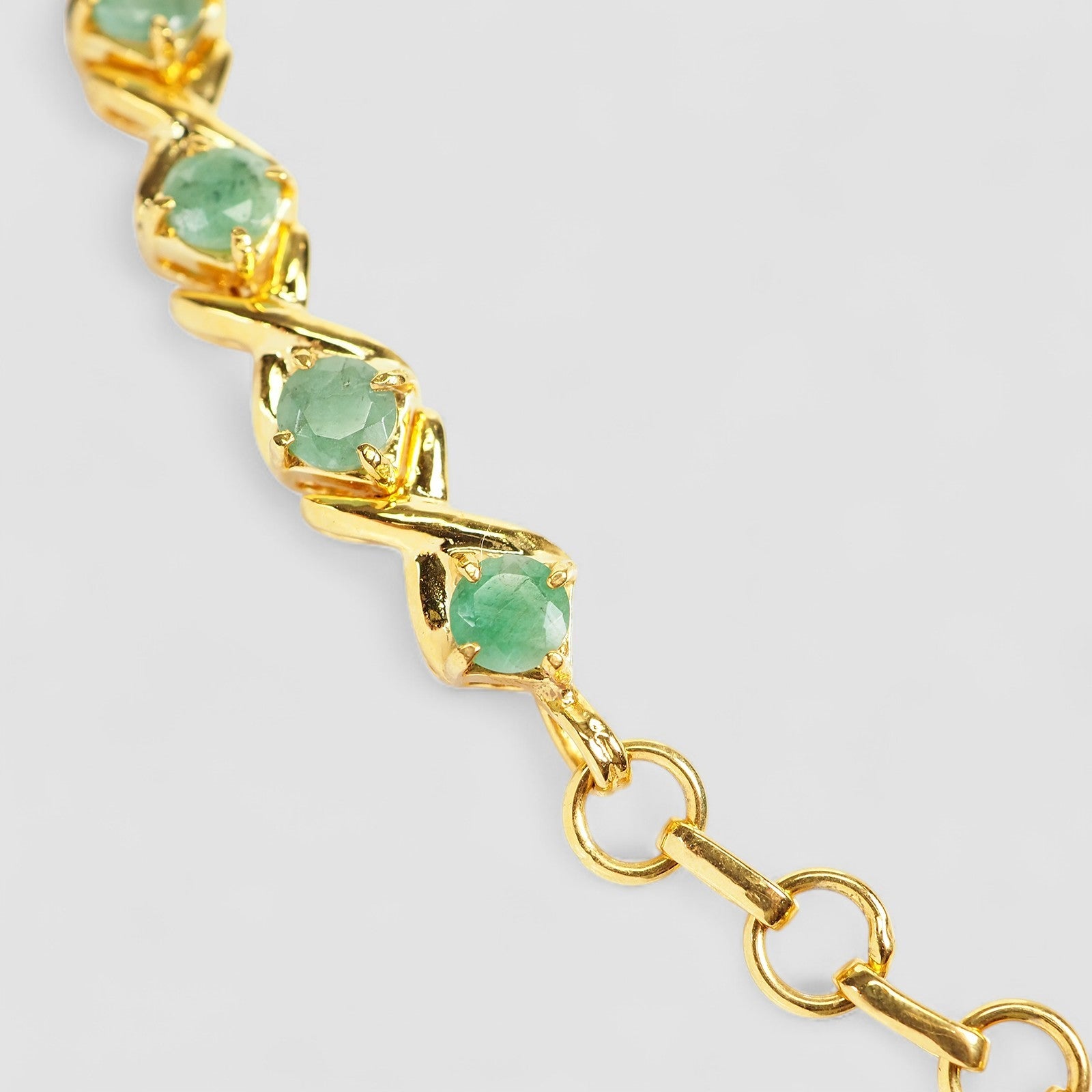 Green Emerald 925 Sterling Silver 24K Gold Bracelet, Minimalist Everyday Bracelet
