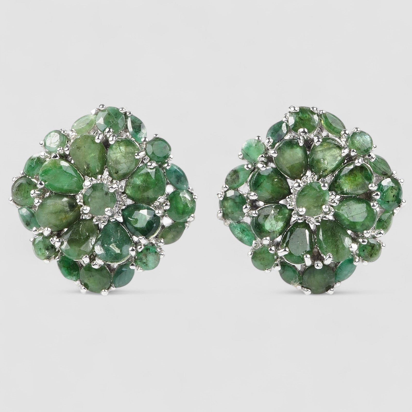 Green Emerald 925 Sterling Silver Earrings, Natural Gemstone, Everyday Wear