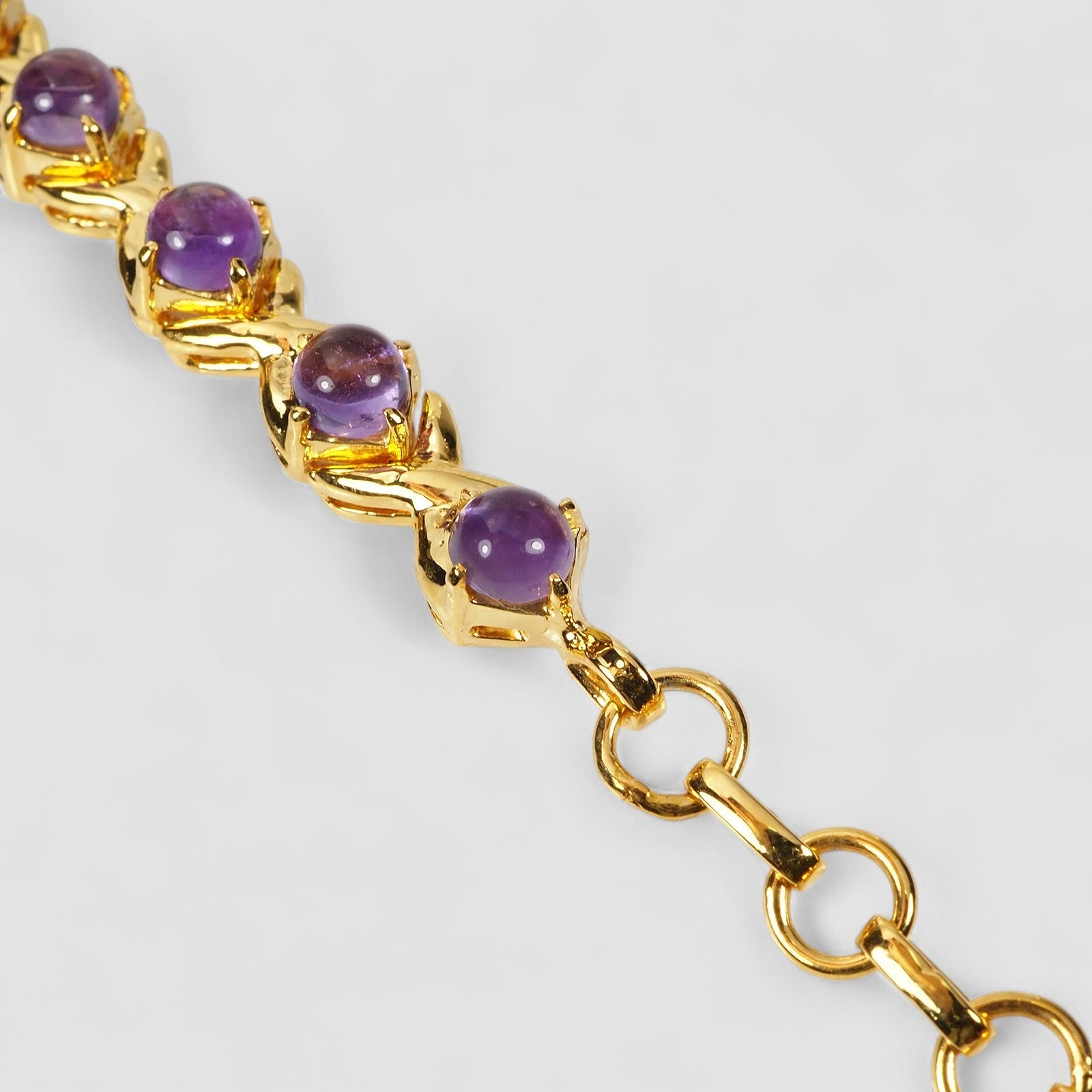 Purple Amethyst 925 Sterling Silver 24K Gold Bracelets, 925 Genuine Gemstone, Everyday Bracelets