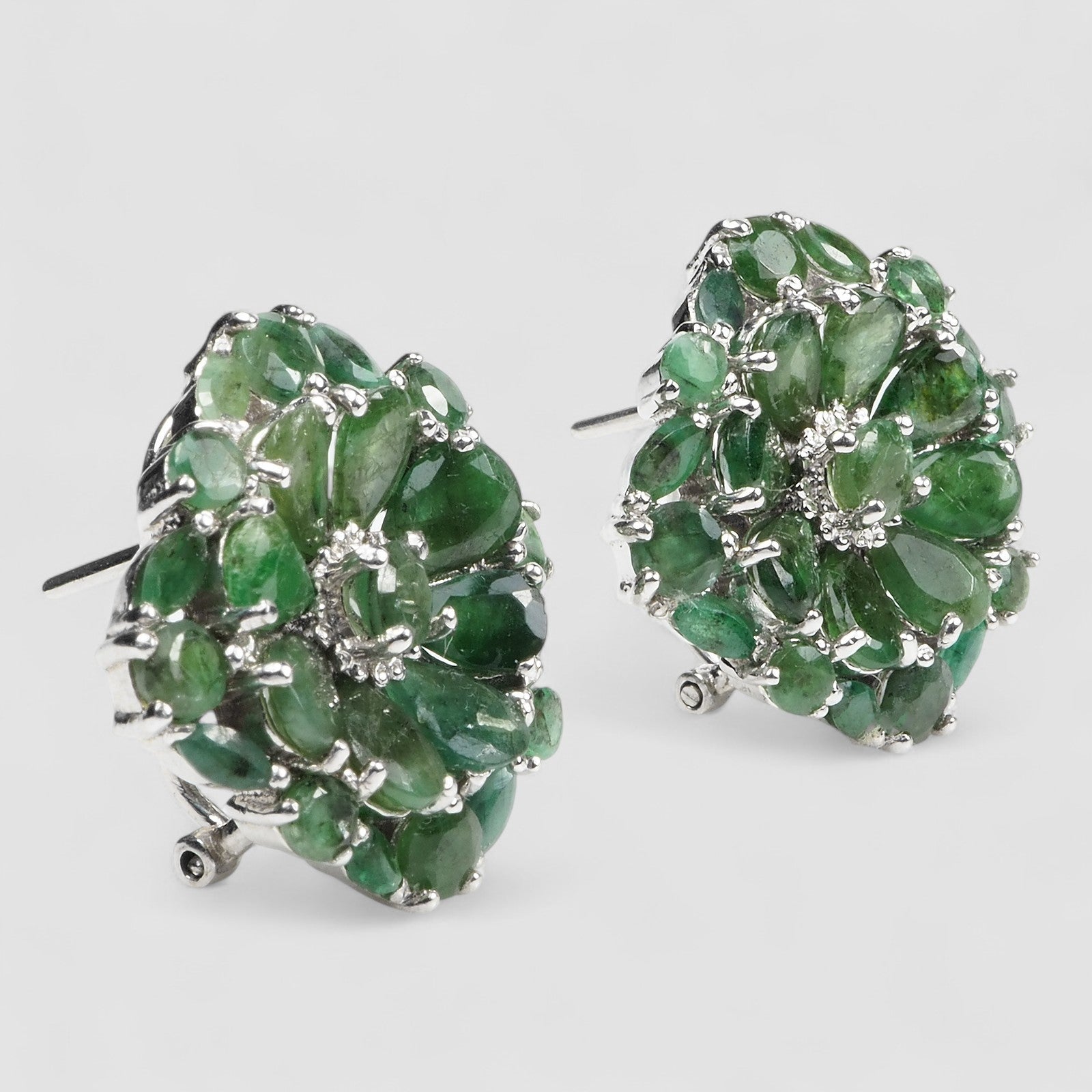 Green Emerald 925 Sterling Silver Earrings, Natural Gemstone, Everyday Wear