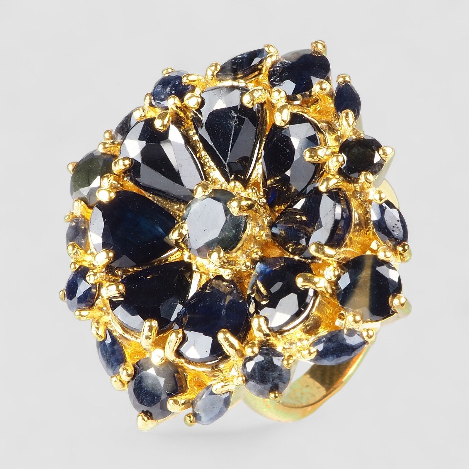 Blue Sapphire 925 Sterling Silver 24K Gold Rings, Rhodium Plated, Tarnish Free