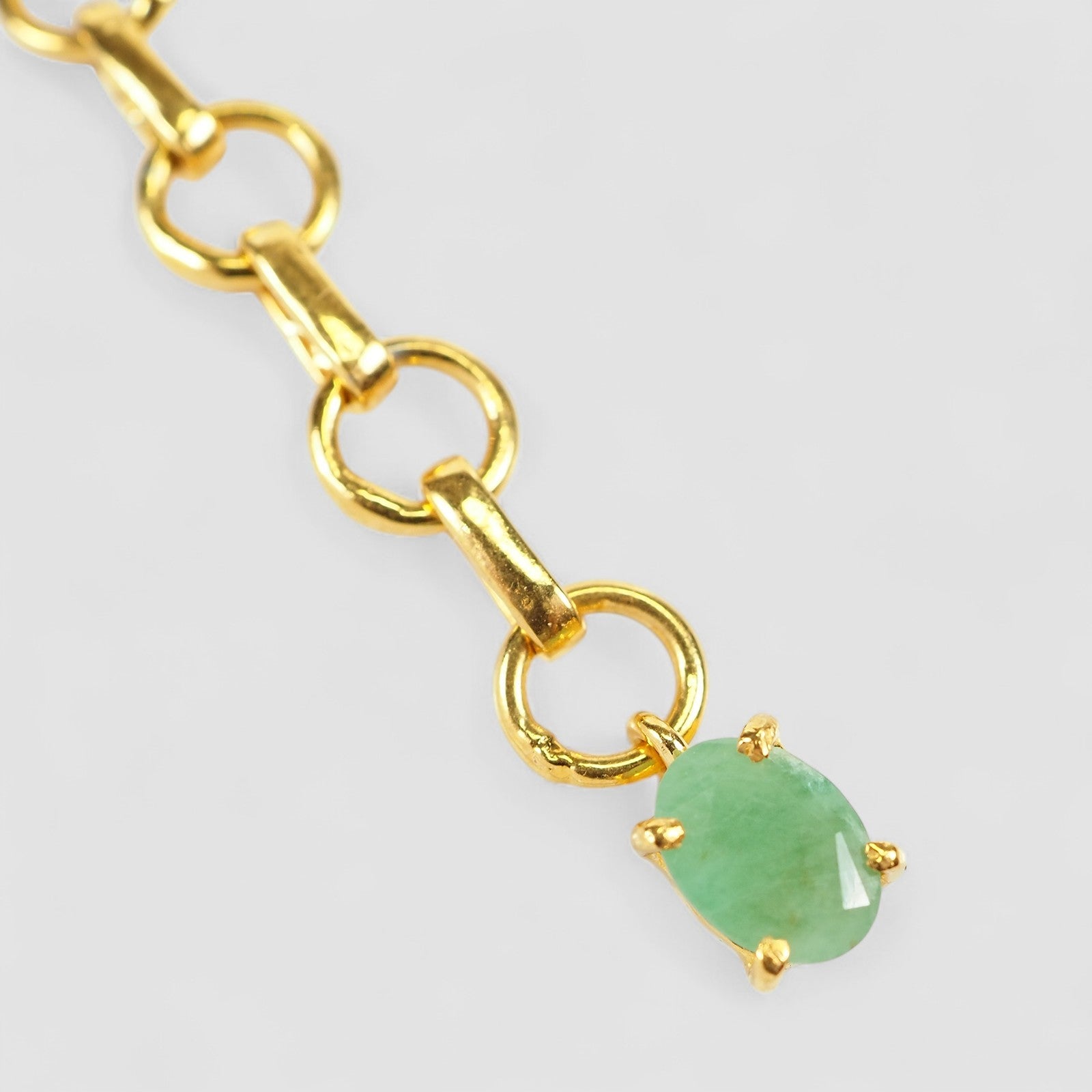 Green Emerald 925 Sterling Silver 24K Gold Bracelet, Minimalist Everyday Bracelet