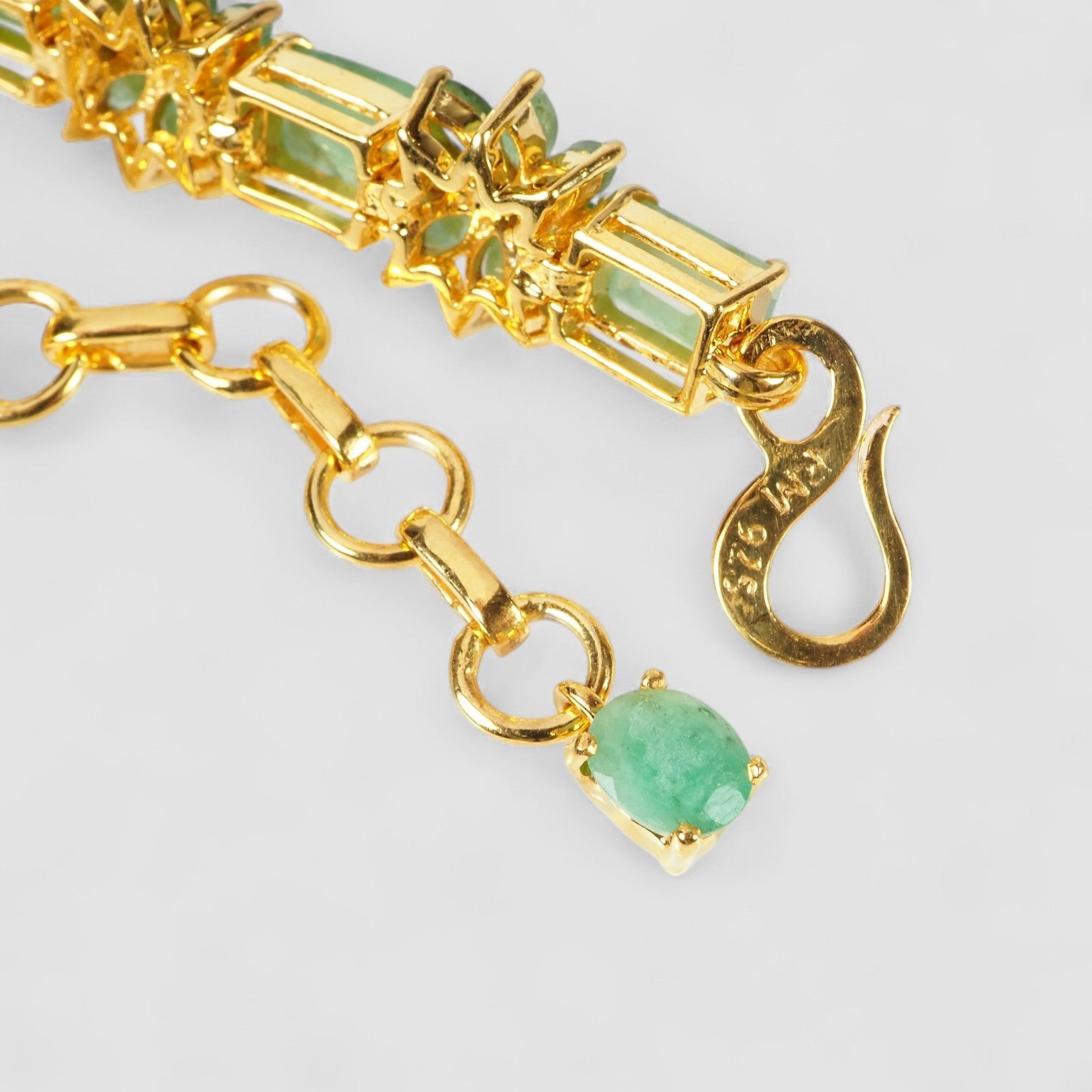 Green Emerald 925 Sterling Silver 24k Gold Bracelets, Natural Emerald, Dainty Everyday Bracelets