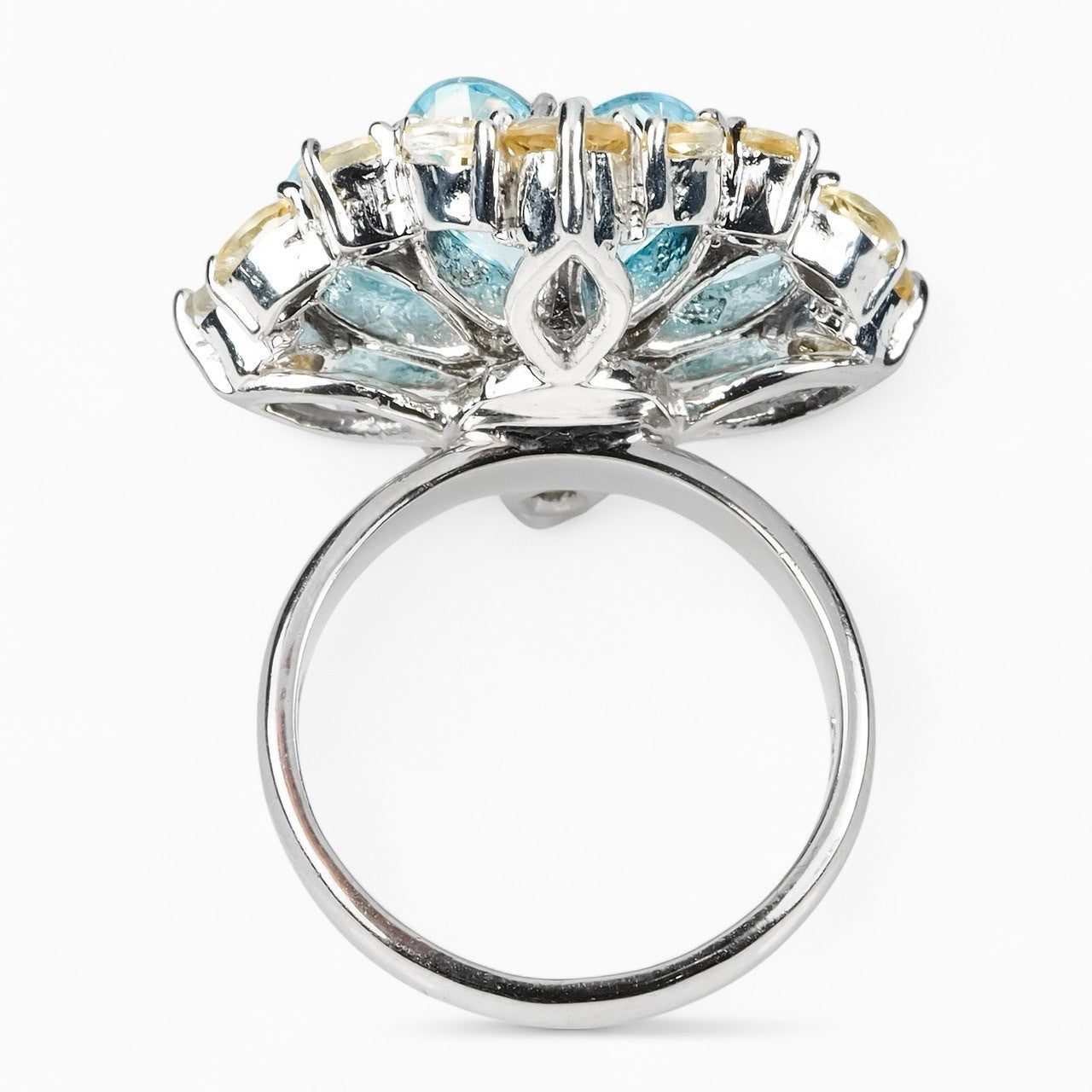 Blue Aquamarine 925 Sterling Silver White Gold Rings, Trendy Everyday Ring