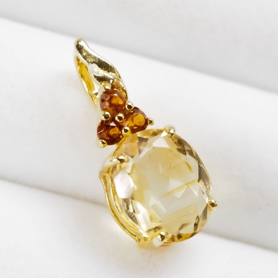 Yellow Citrine 925 Sterling Silver 24K Pendants, Minimalist Pendants