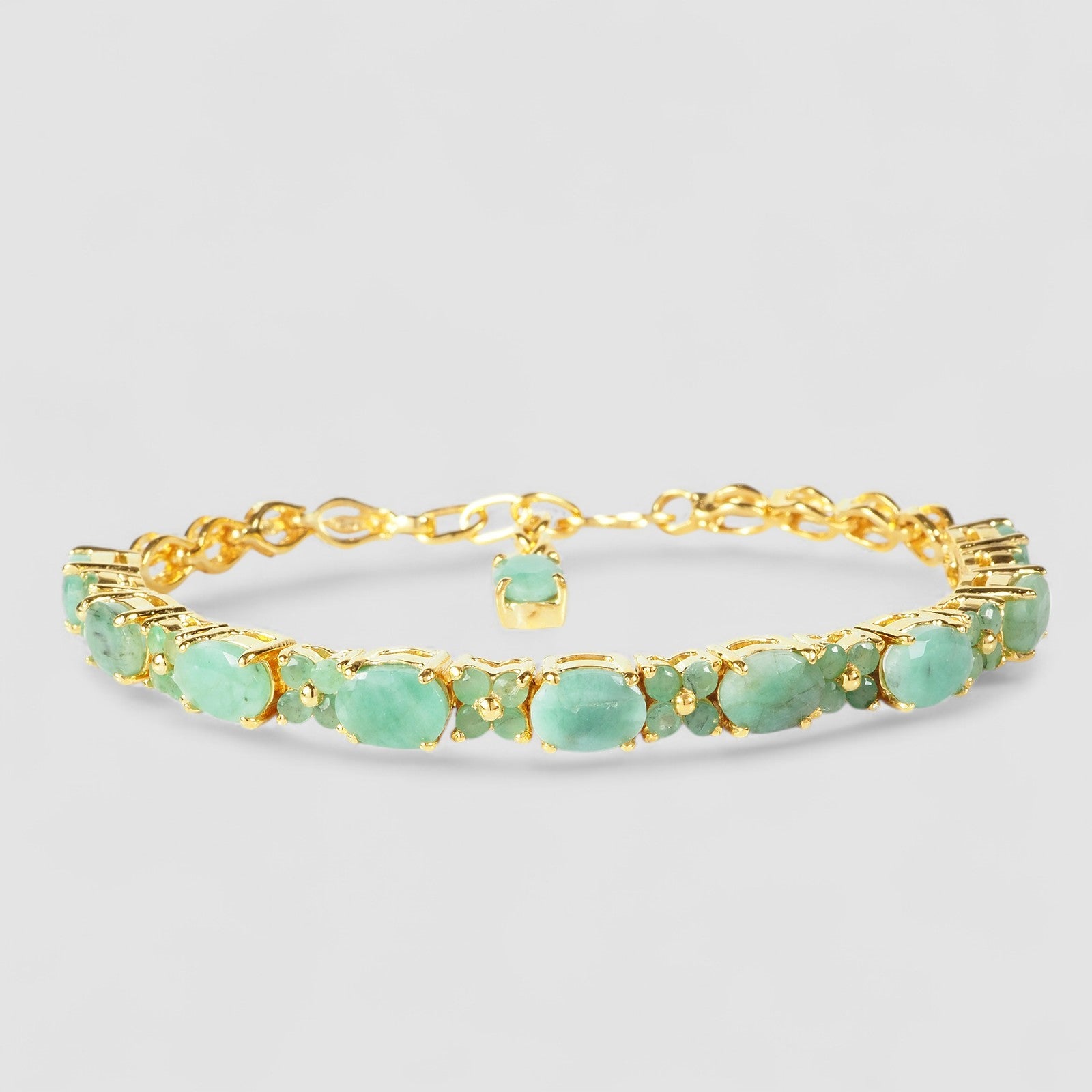 Green Emerald 925 Sterling Silver 24k Gold Bracelets, Affordable Natural Gemstone, Everyday Bracelet