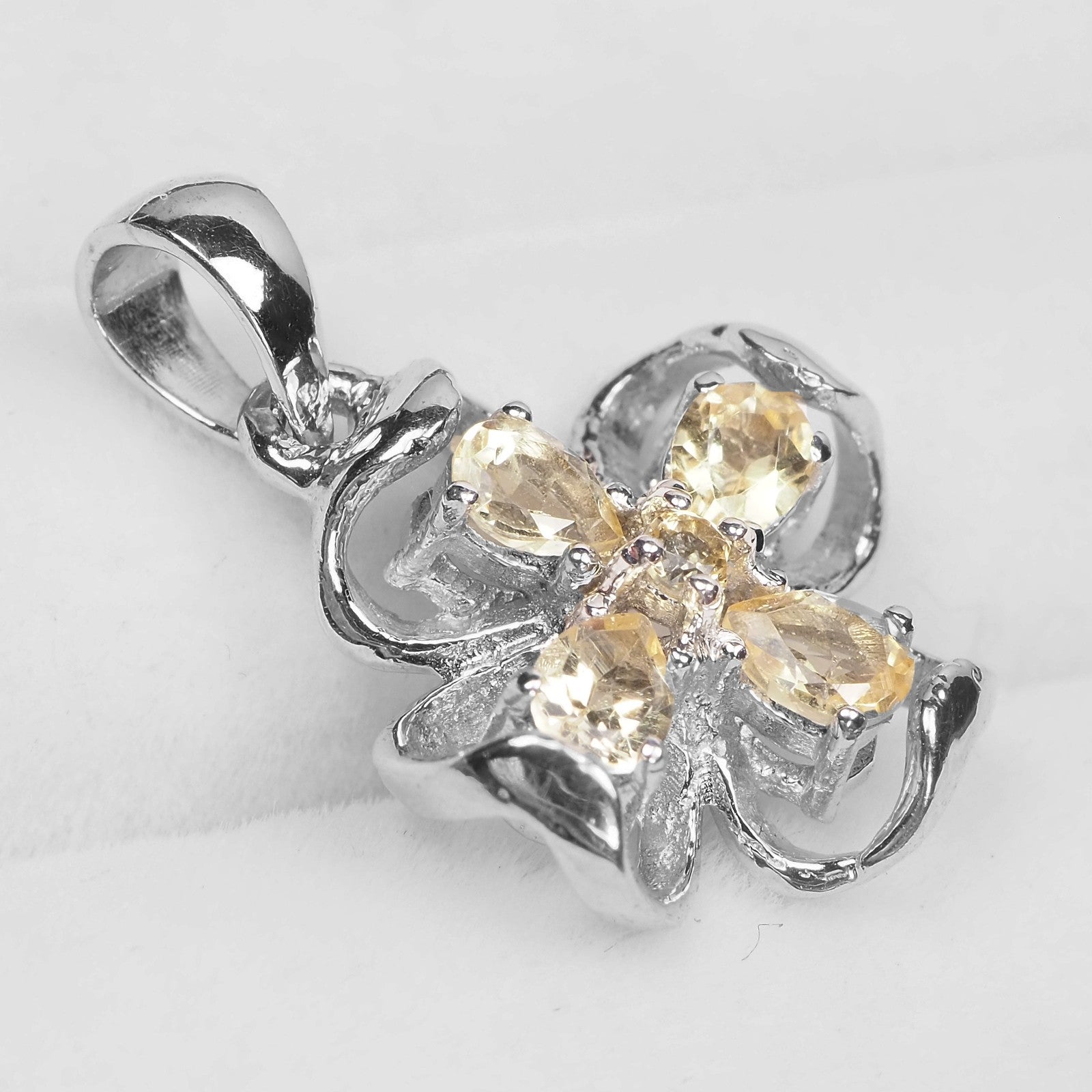 Yellow Citrine 925 Sterling Silver Pendant, Natural Gemstone, Dainty Stacking