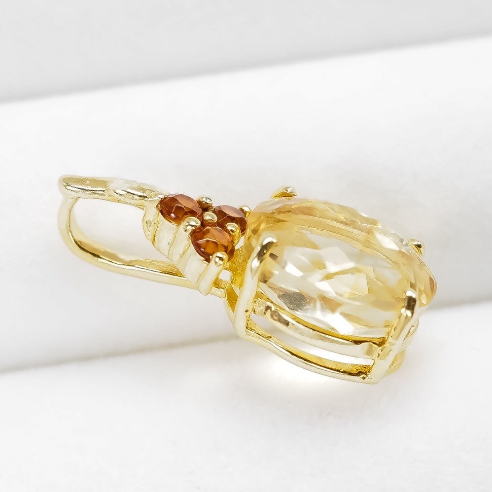 Yellow Citrine 925 Sterling Silver 24K Pendants, Minimalist Pendants