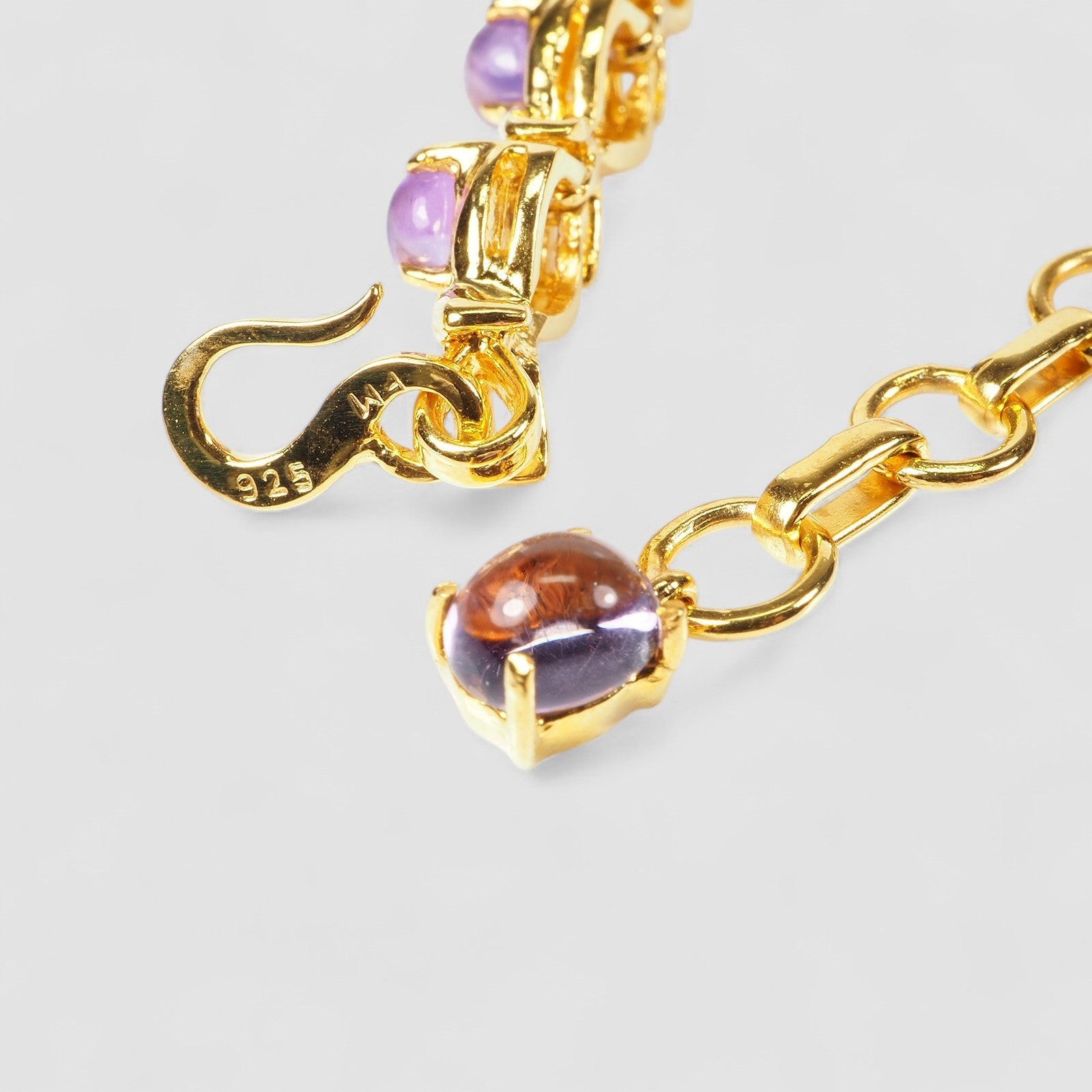 Purple Amethyst 925 Sterling Silver 24K Gold Bracelets, 925 Genuine Gemstone, Everyday Bracelets