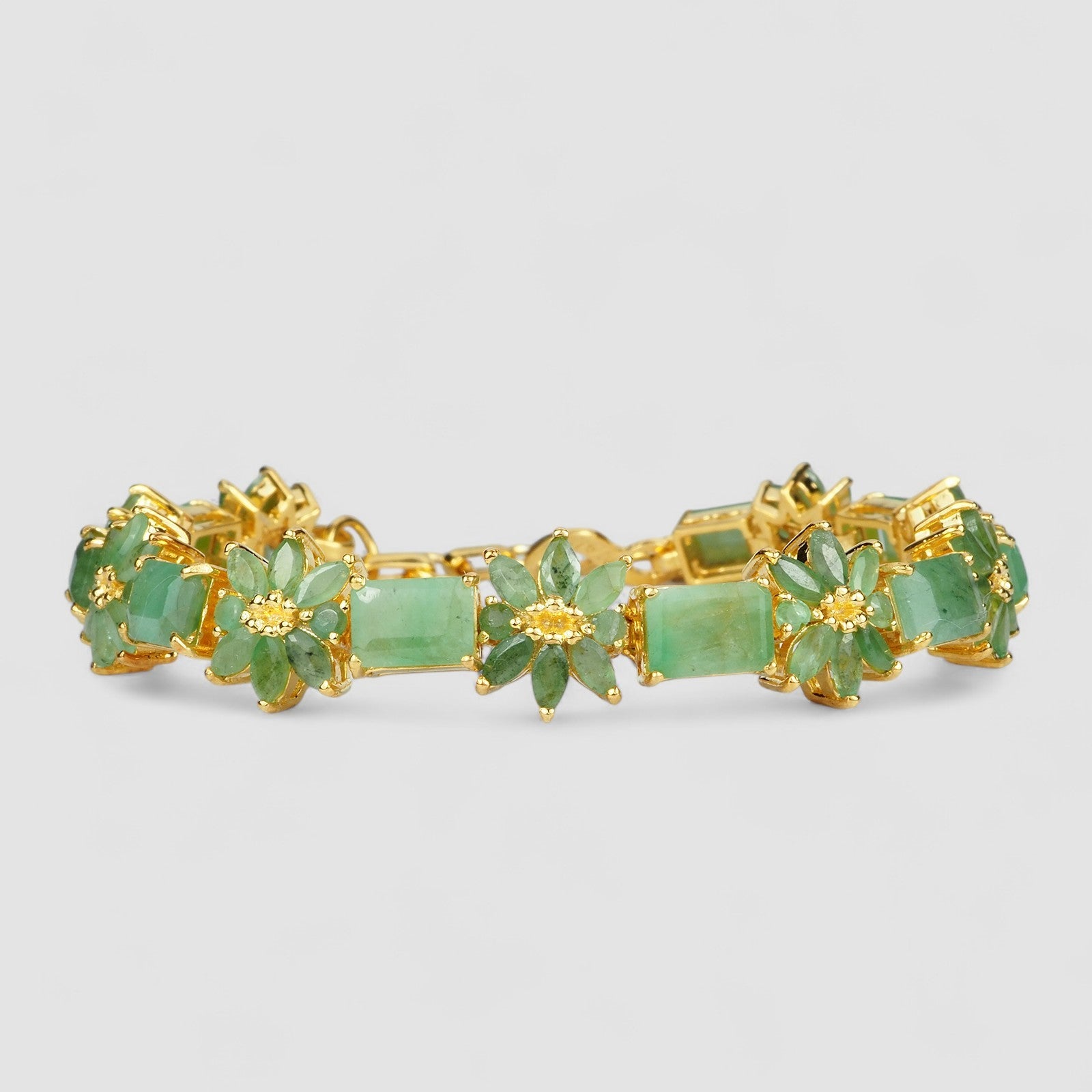 Green Emerald 925 Sterling Silver 24k Gold Bracelets, Natural Emerald, Dainty Everyday Bracelets