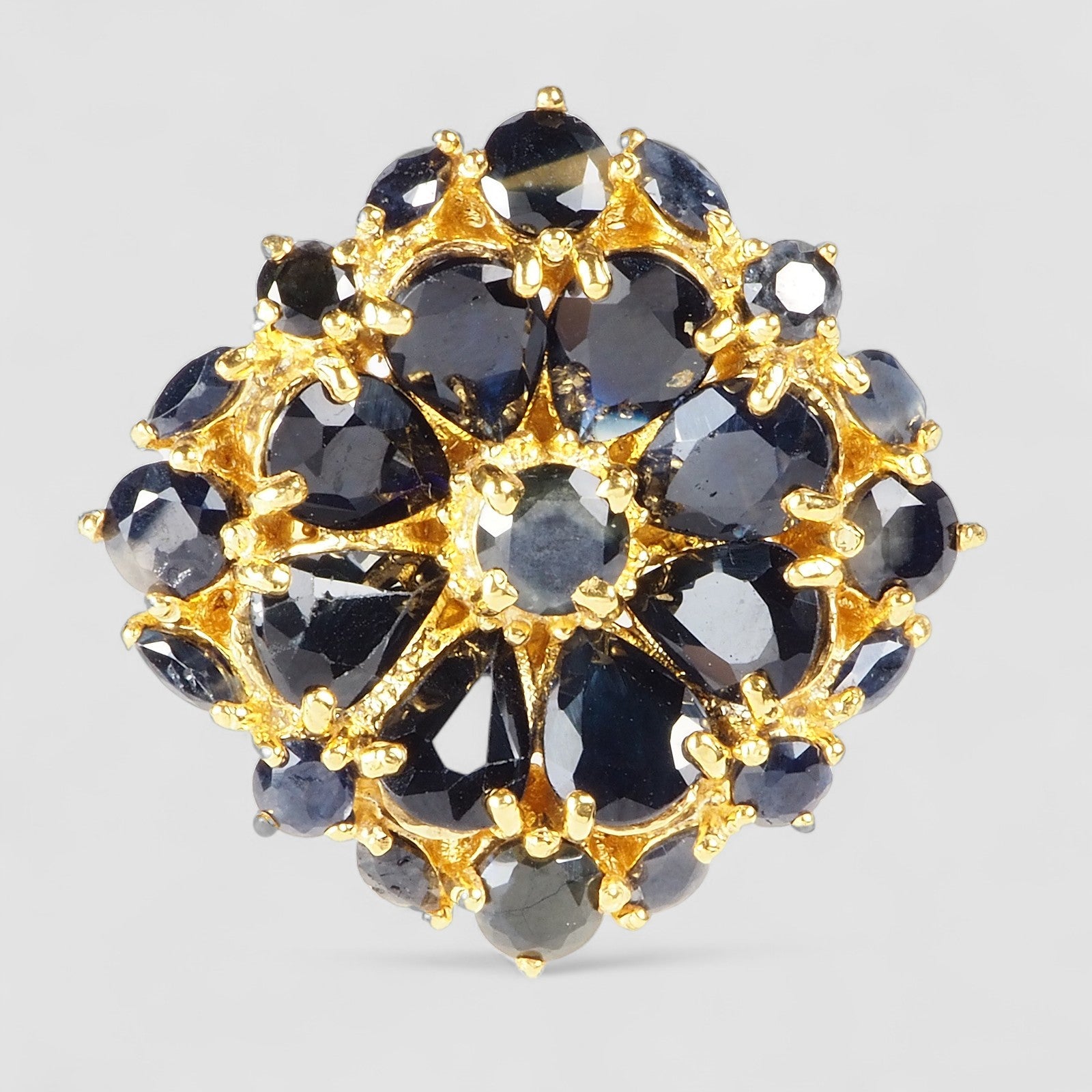 Blue Sapphire 925 Sterling Silver 24K Gold Rings, Rhodium Plated, Tarnish Free